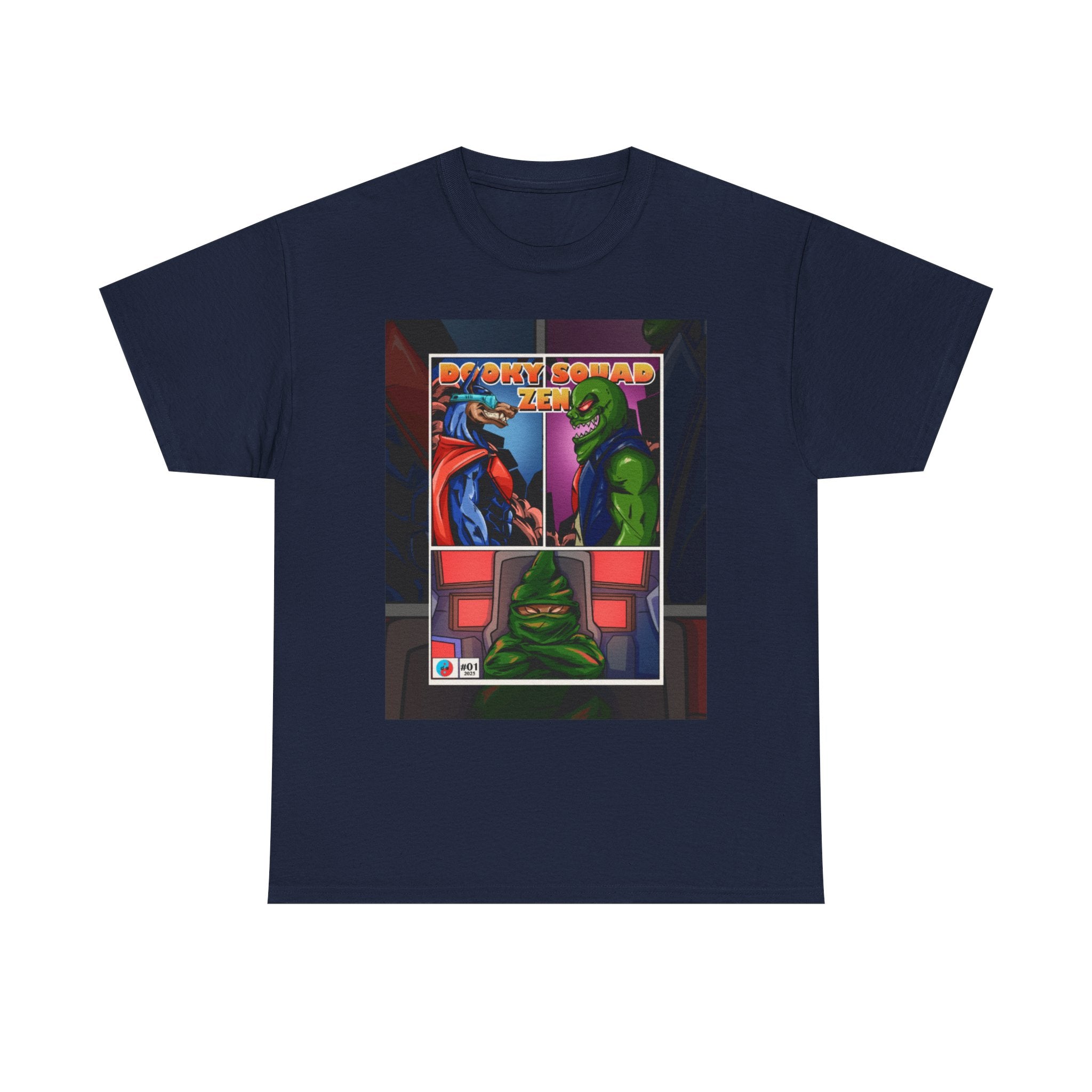 Dooky Squad manga comic tee with neon yin yang back print