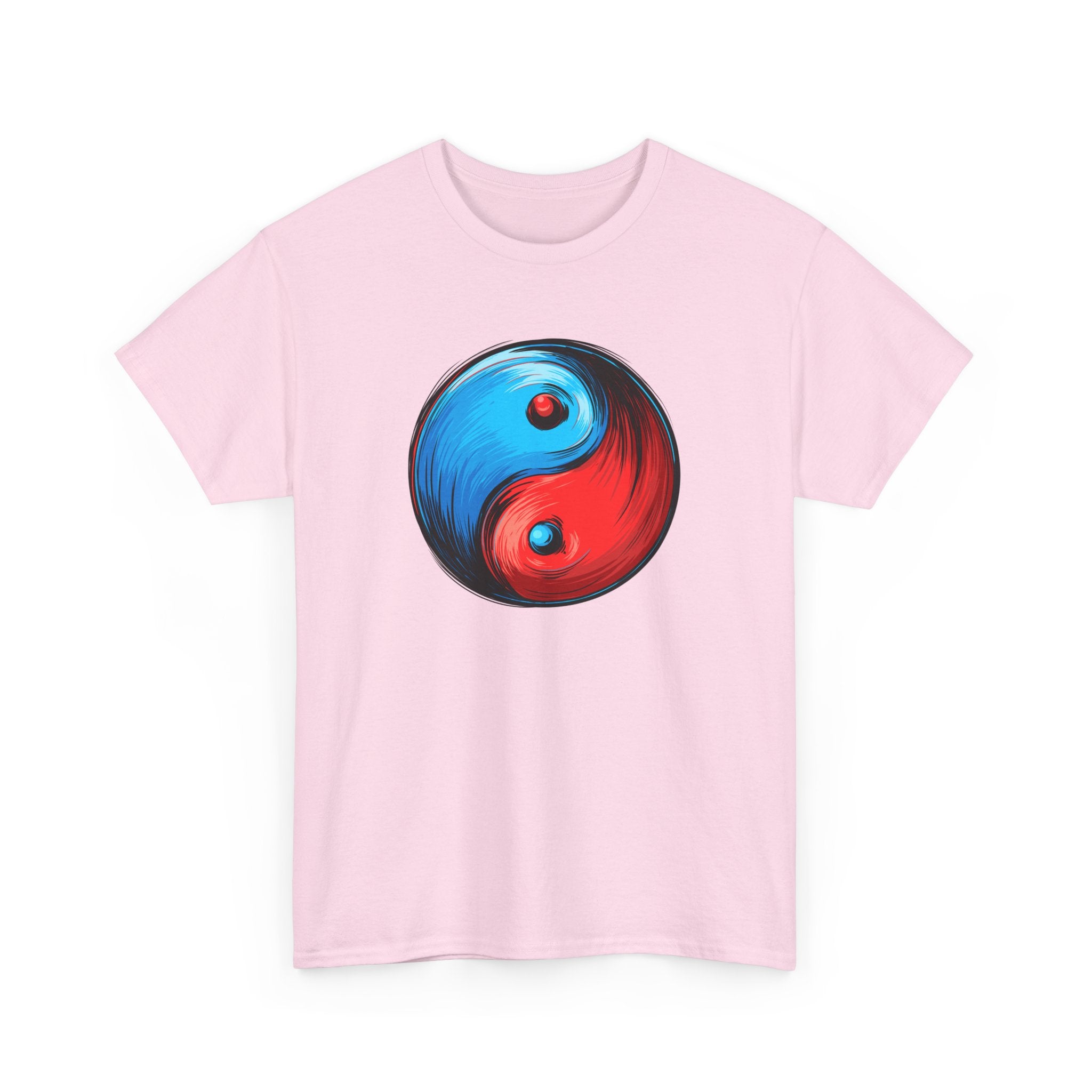 Yin Yang Brushstroke T-Shirt — Red & Blue Balance Graphic Tee
