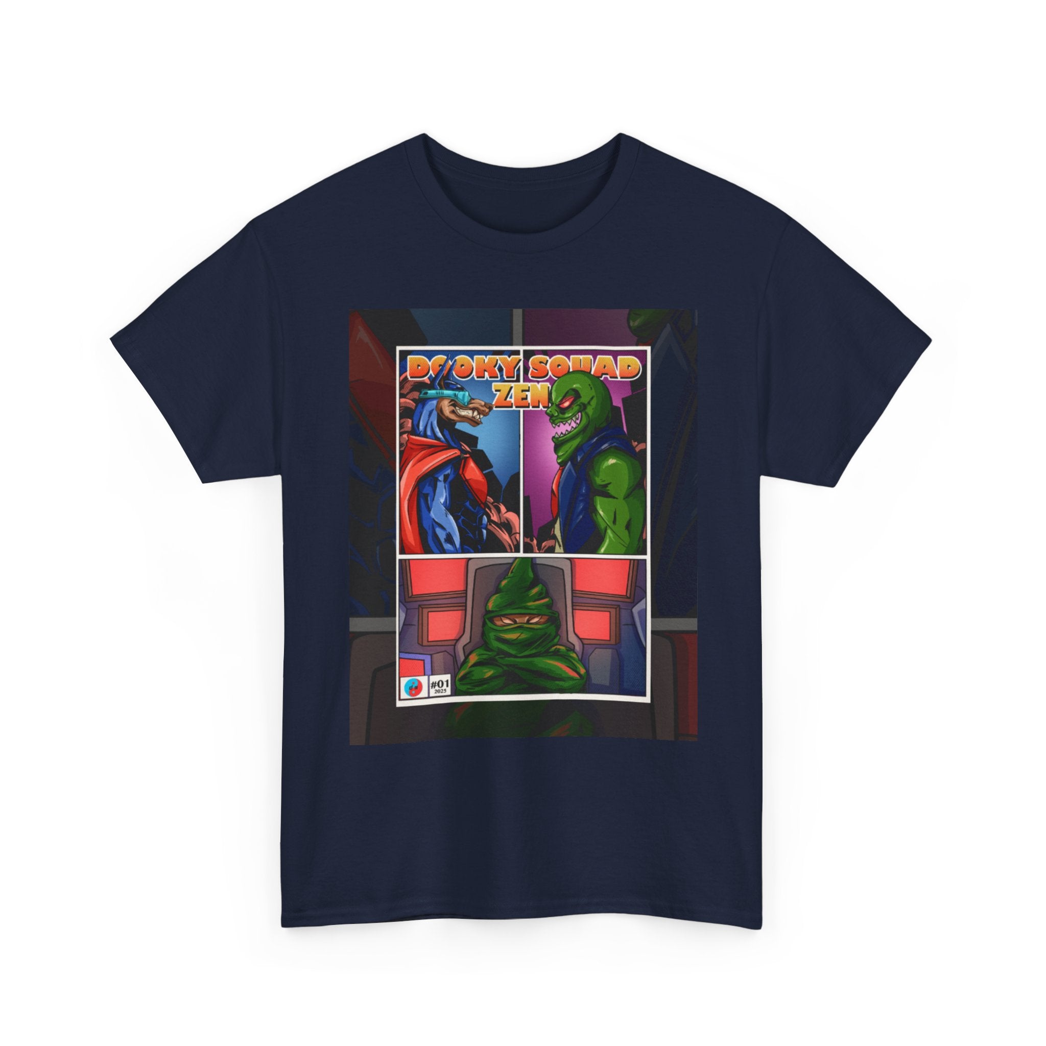Dooky Squad manga comic tee with neon yin yang back print