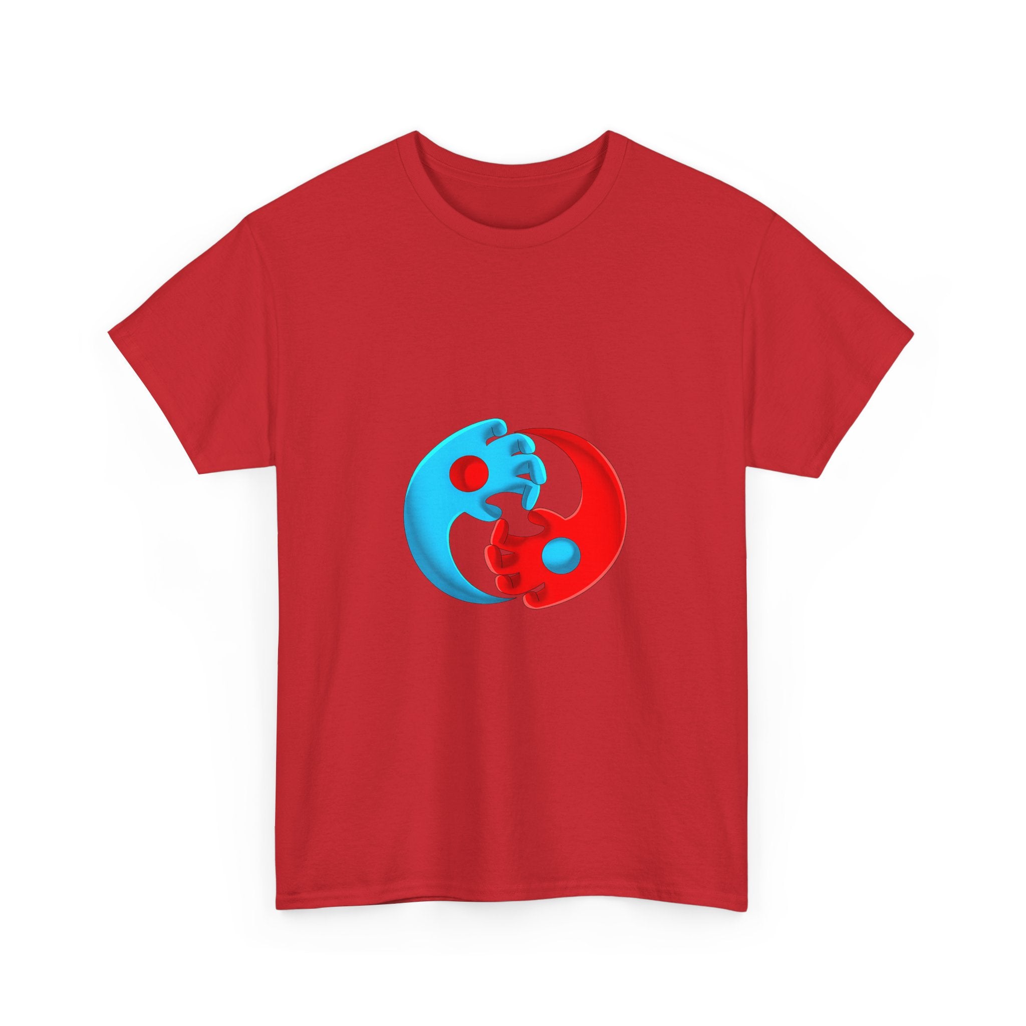 Yin-Yang Hands Tee — Red & Blue Design T-Shirt