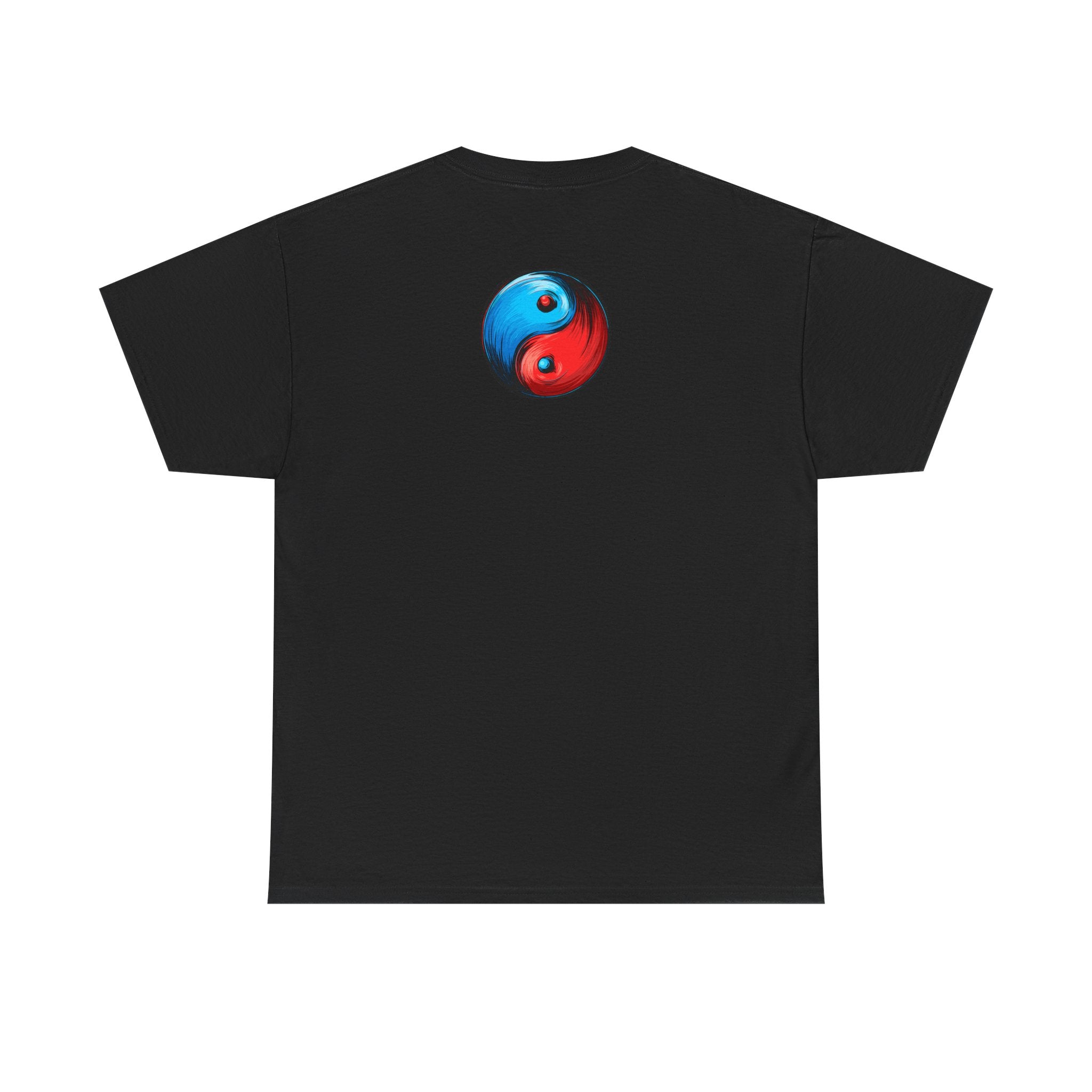 Dooky Squad manga comic tee with neon yin yang back print