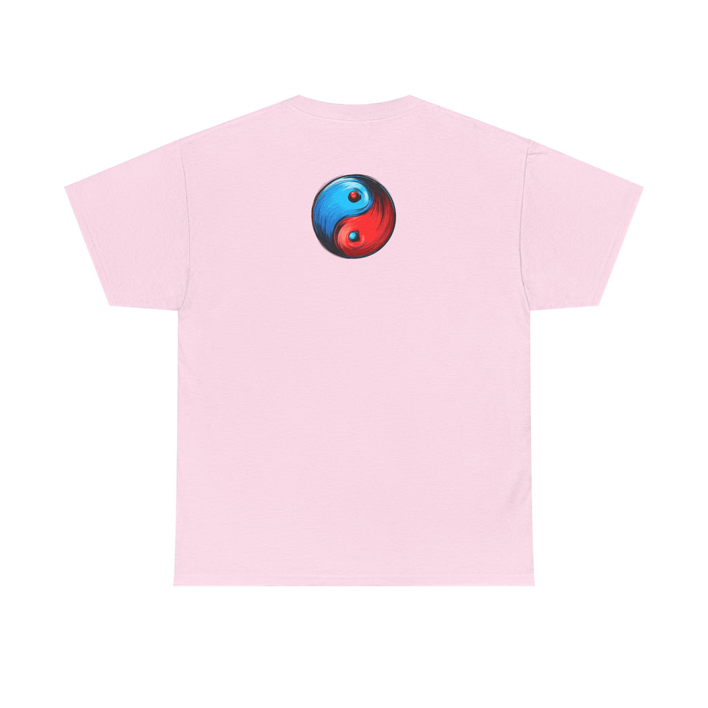 Dooky Squad manga comic tee with neon yin yang back print