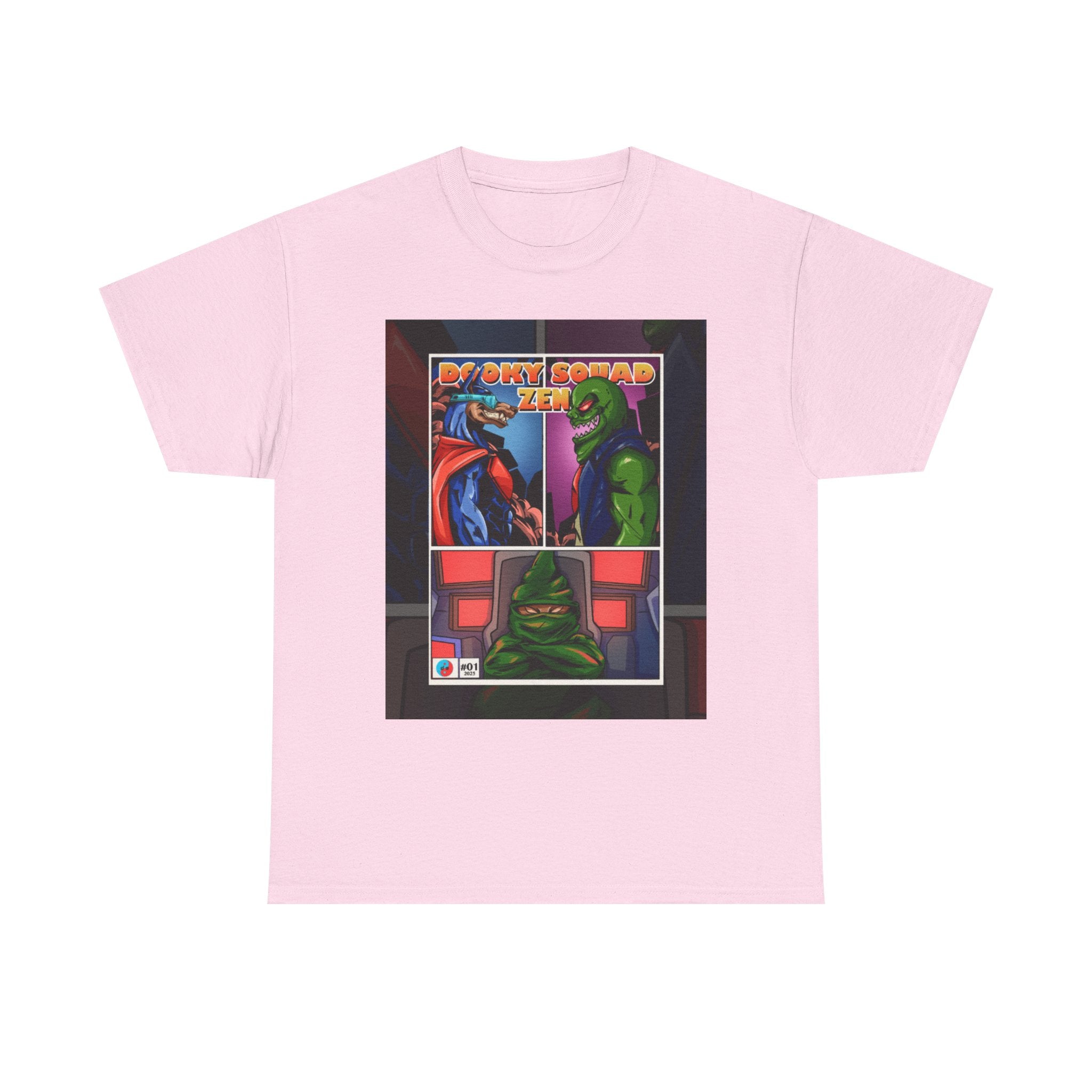 Dooky Squad manga comic tee with neon yin yang back print