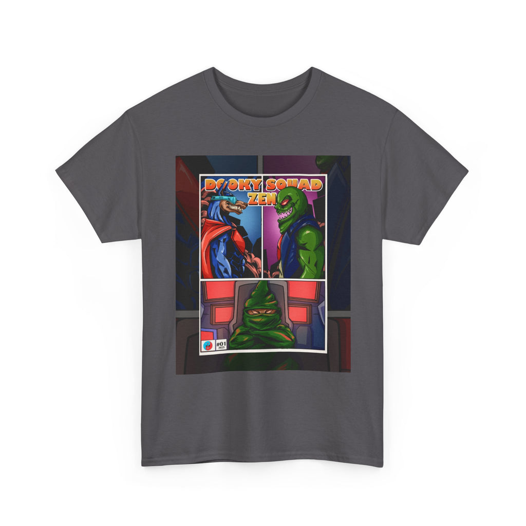 Dooky Squad manga comic tee with neon yin yang back print
