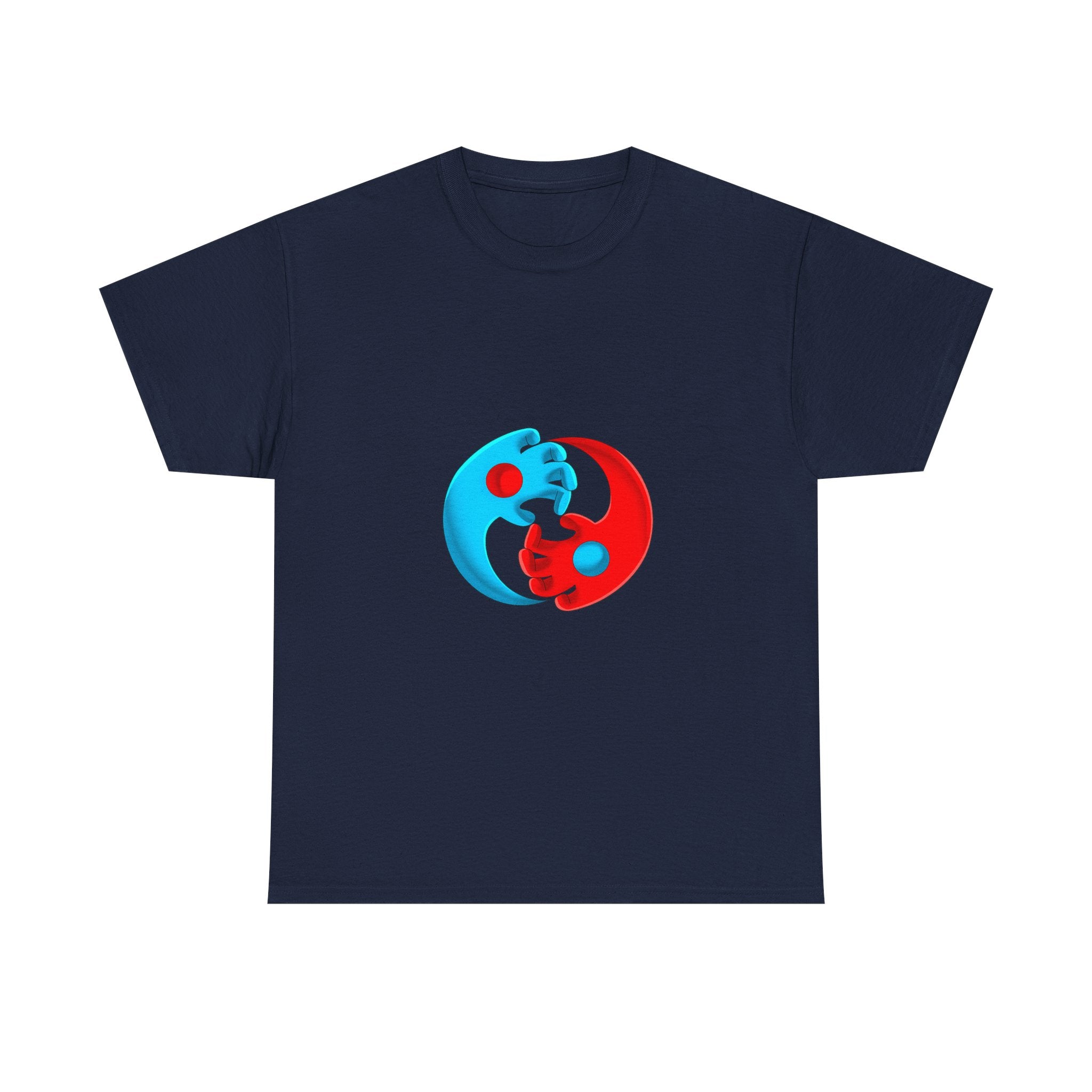 Yin-Yang Hands Tee — Red & Blue Design T-Shirt