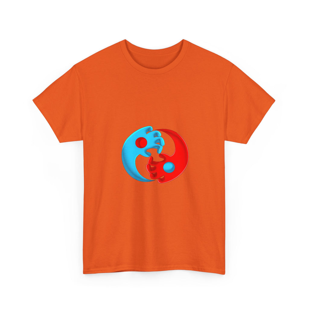 Yin-Yang Hands Tee — Red & Blue Design T-Shirt