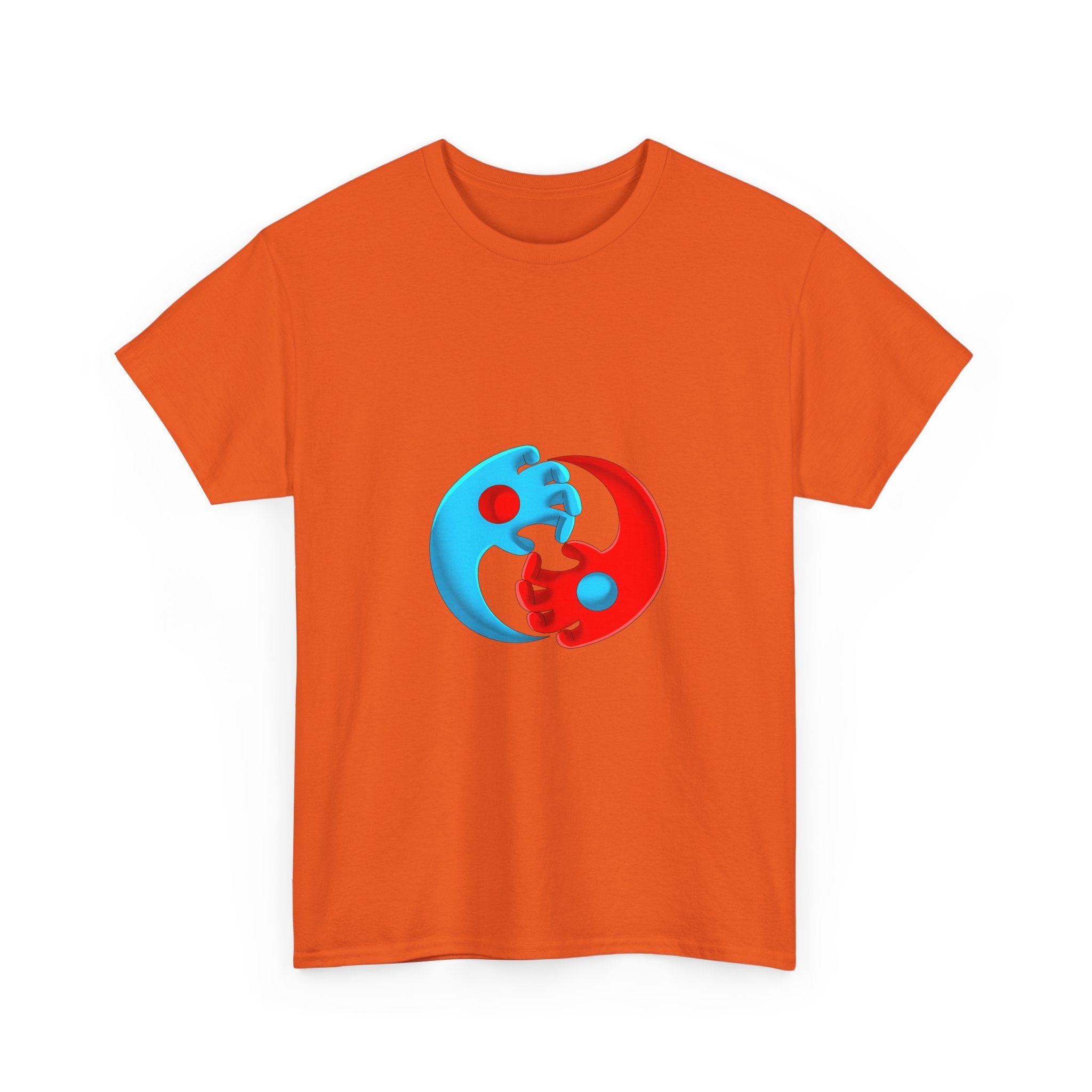Yin-Yang Hands Tee — Red & Blue Design T-Shirt