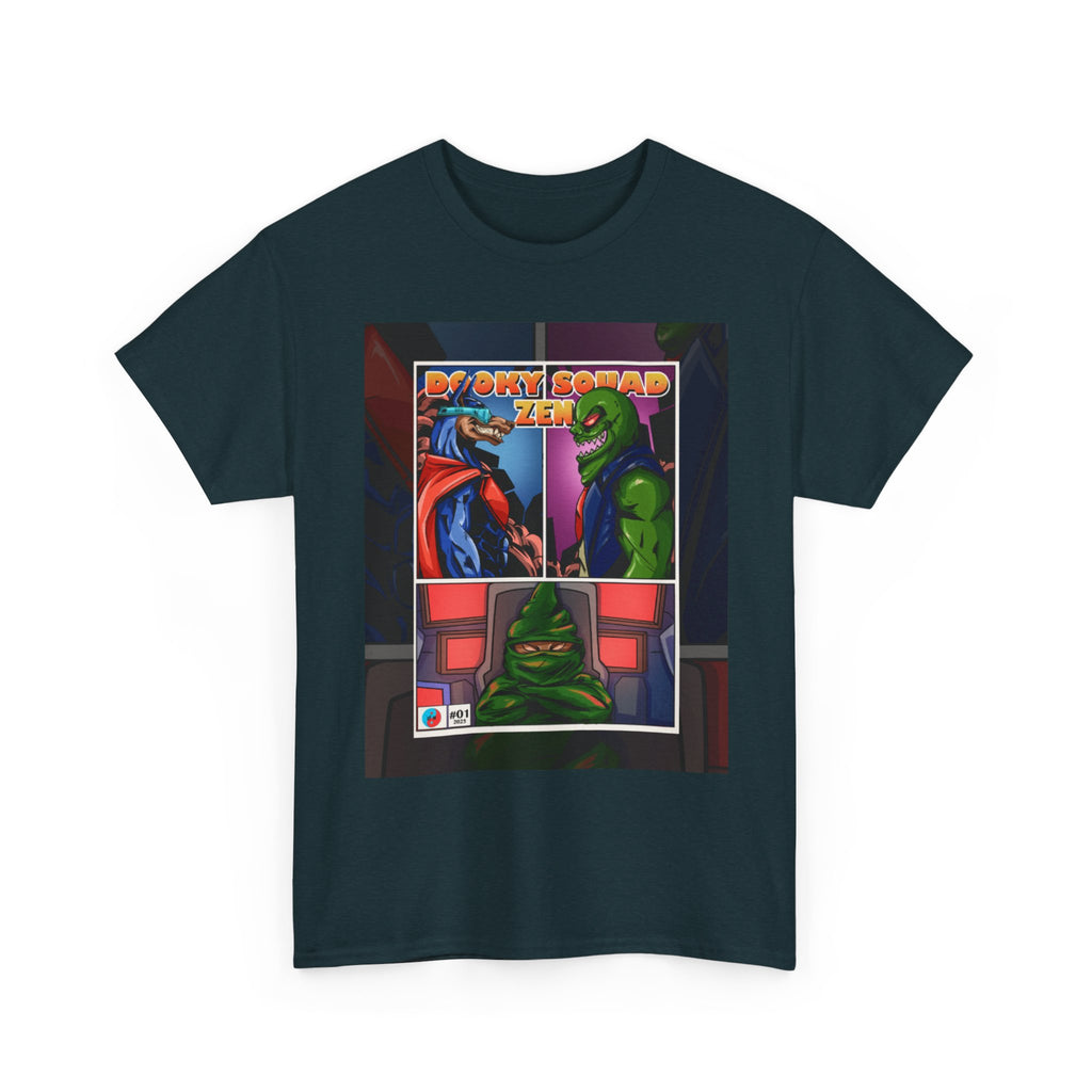 Dooky Squad manga comic tee with neon yin yang back print