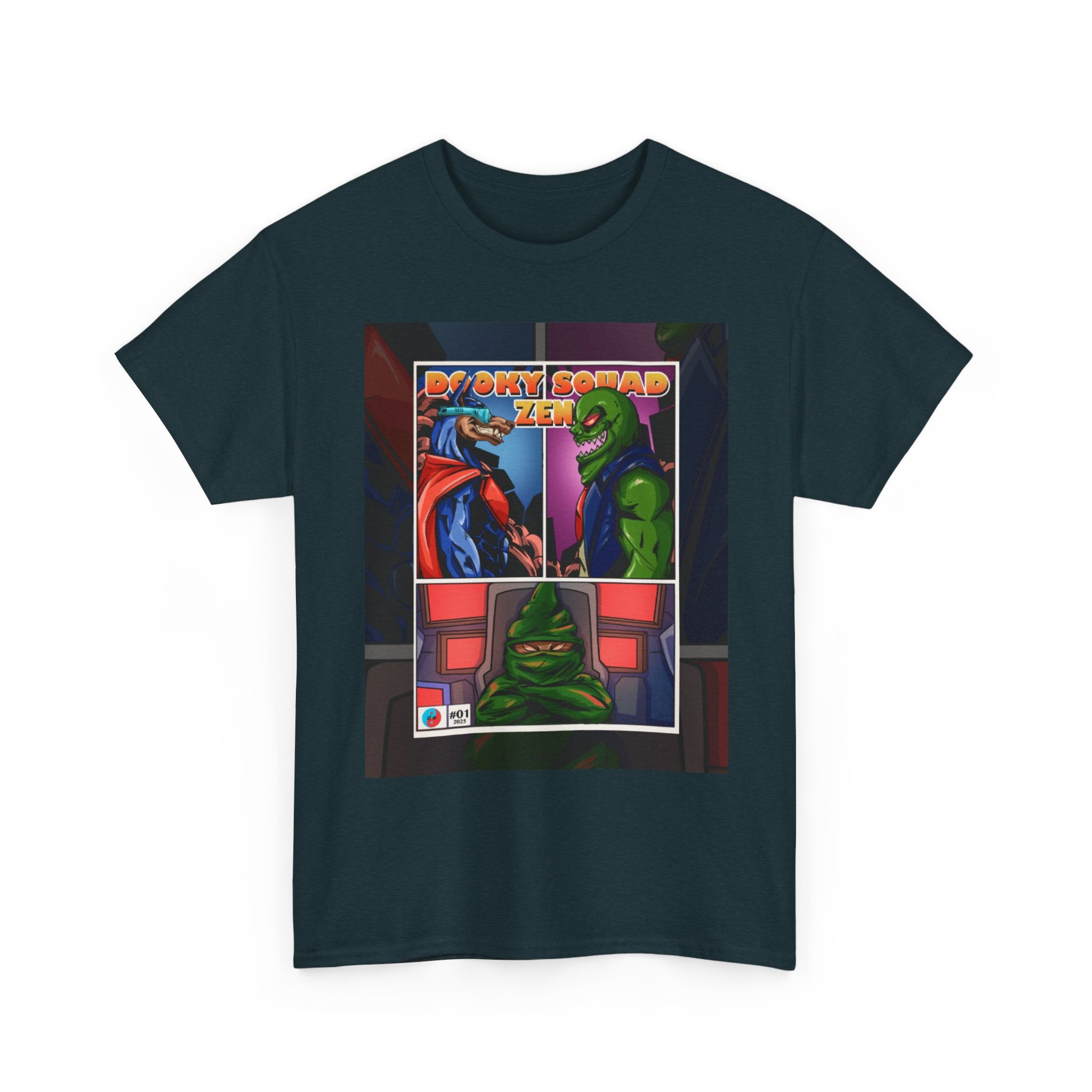 Dooky Squad manga comic tee with neon yin yang back print