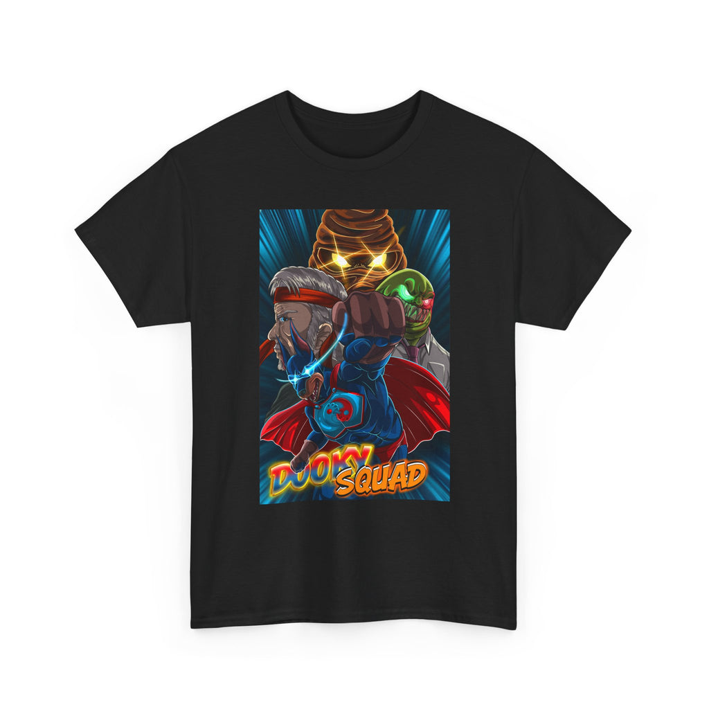 Gloom Squad retro sci-fi graphic tee, vintage comic superhero poster style