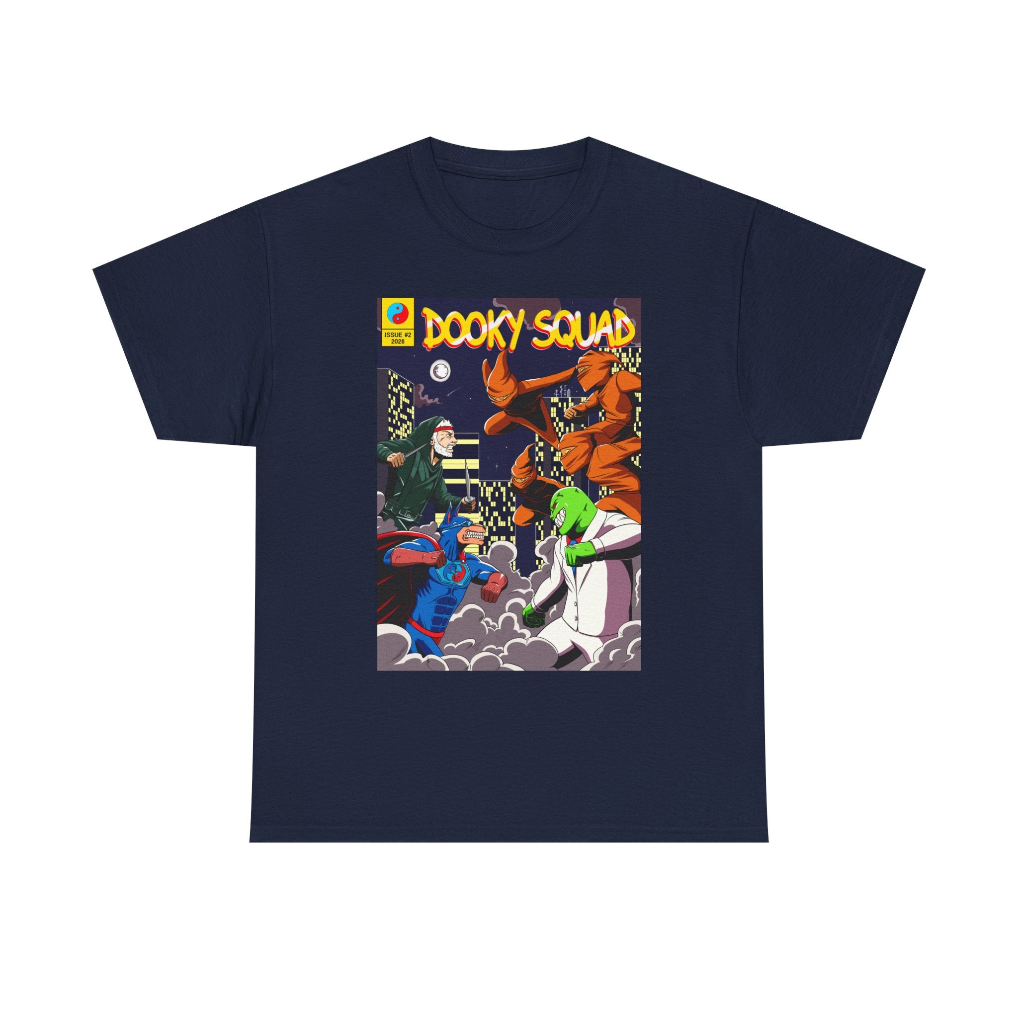 Dooky Squad Issue #2 comic cover tee, cartoon monster battle graphic