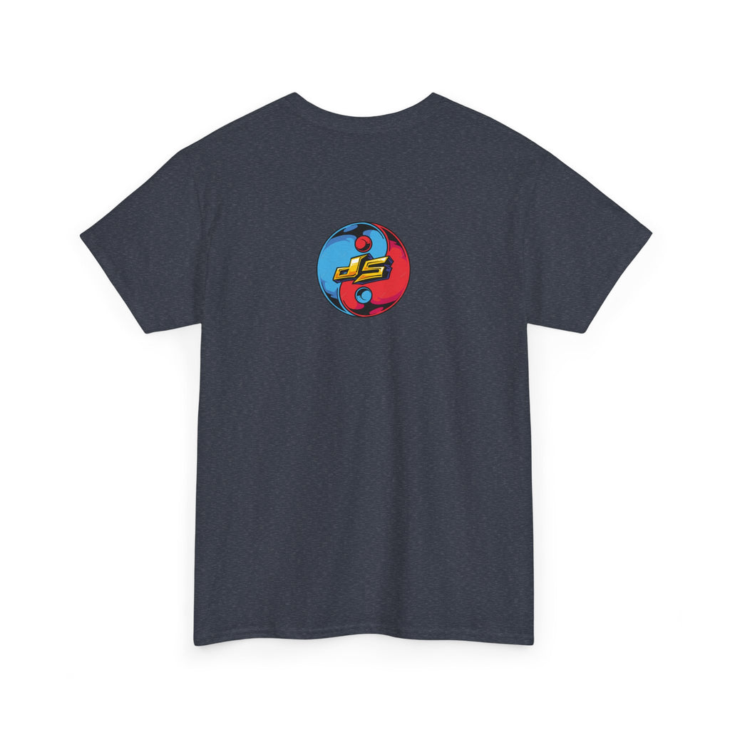 Dooky Squad graffiti characters tee, colorful street-art yin yang back