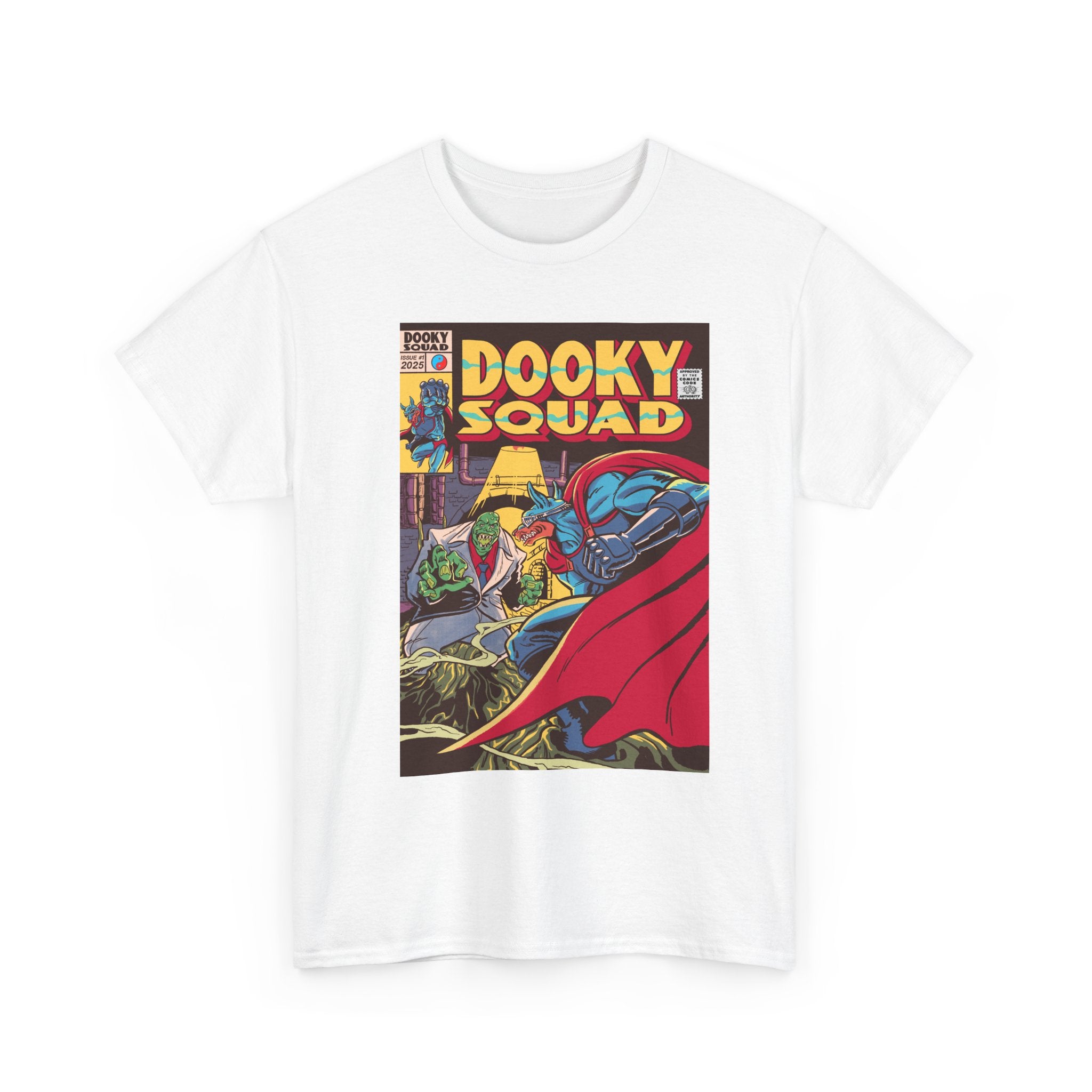 Dooky Squad Issue #1 retro comic cover tee, superhero graphic