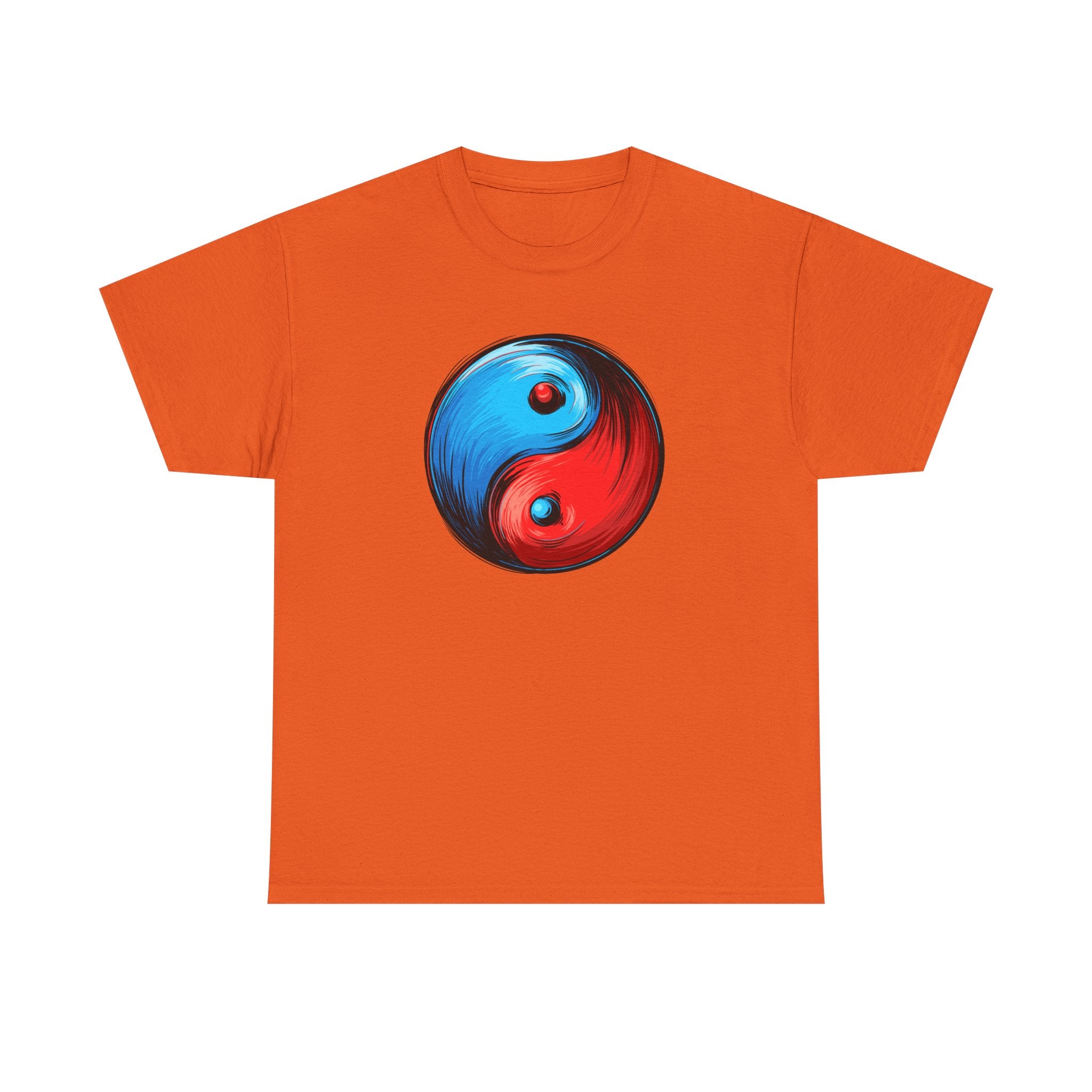 Yin Yang Brushstroke T-Shirt — Red & Blue Balance Graphic Tee