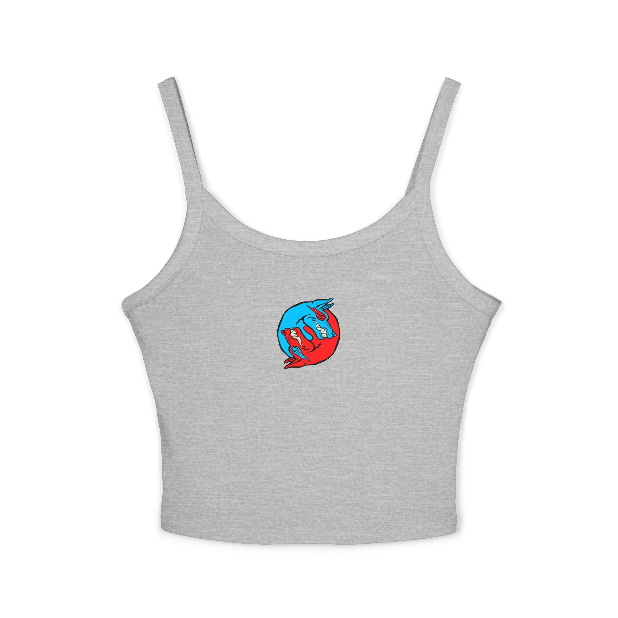 Women's Spaghetti Strap Tank Top — Red & Blue Yin Yang Fox Graphic Tank