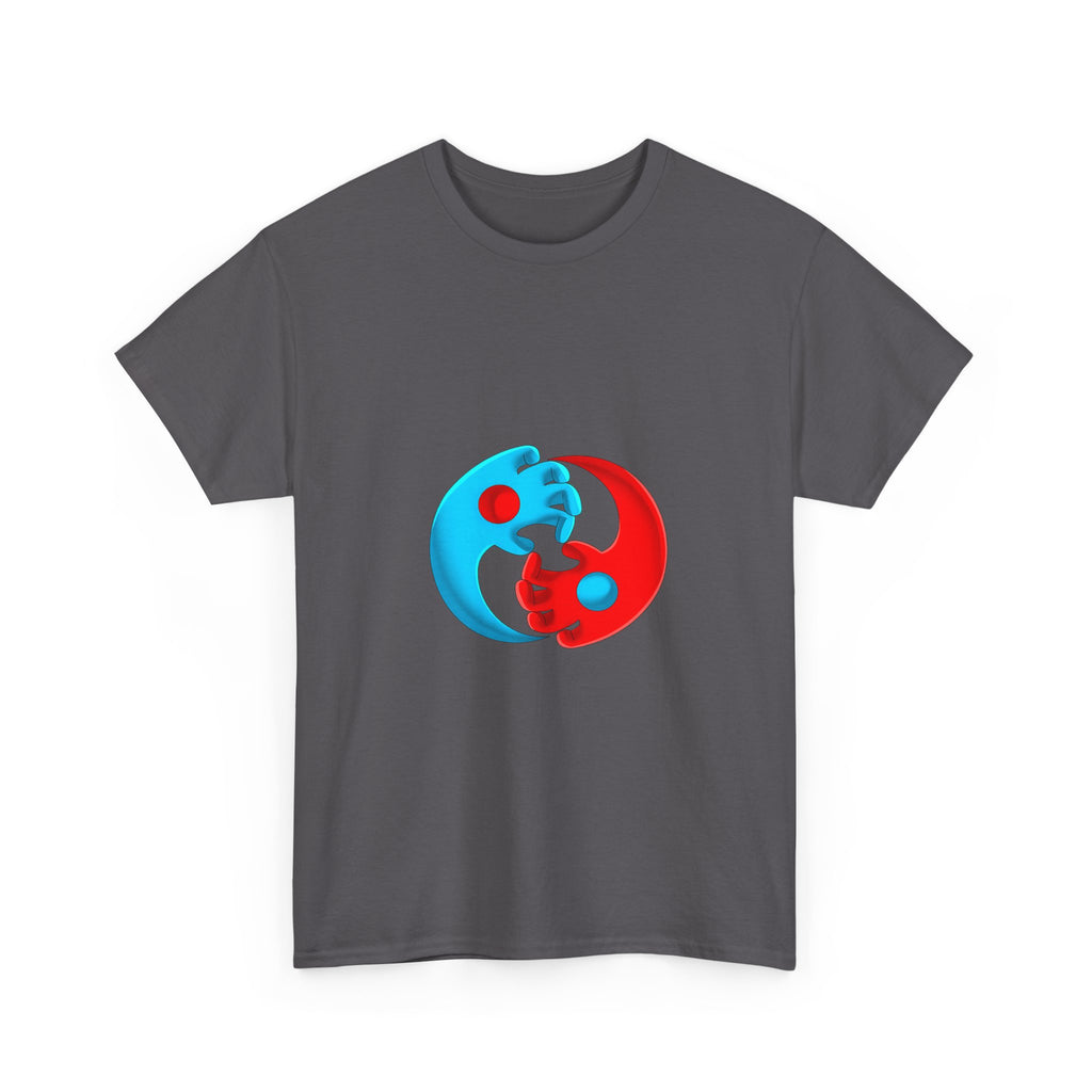 Yin-Yang Hands Tee — Red & Blue Design T-Shirt