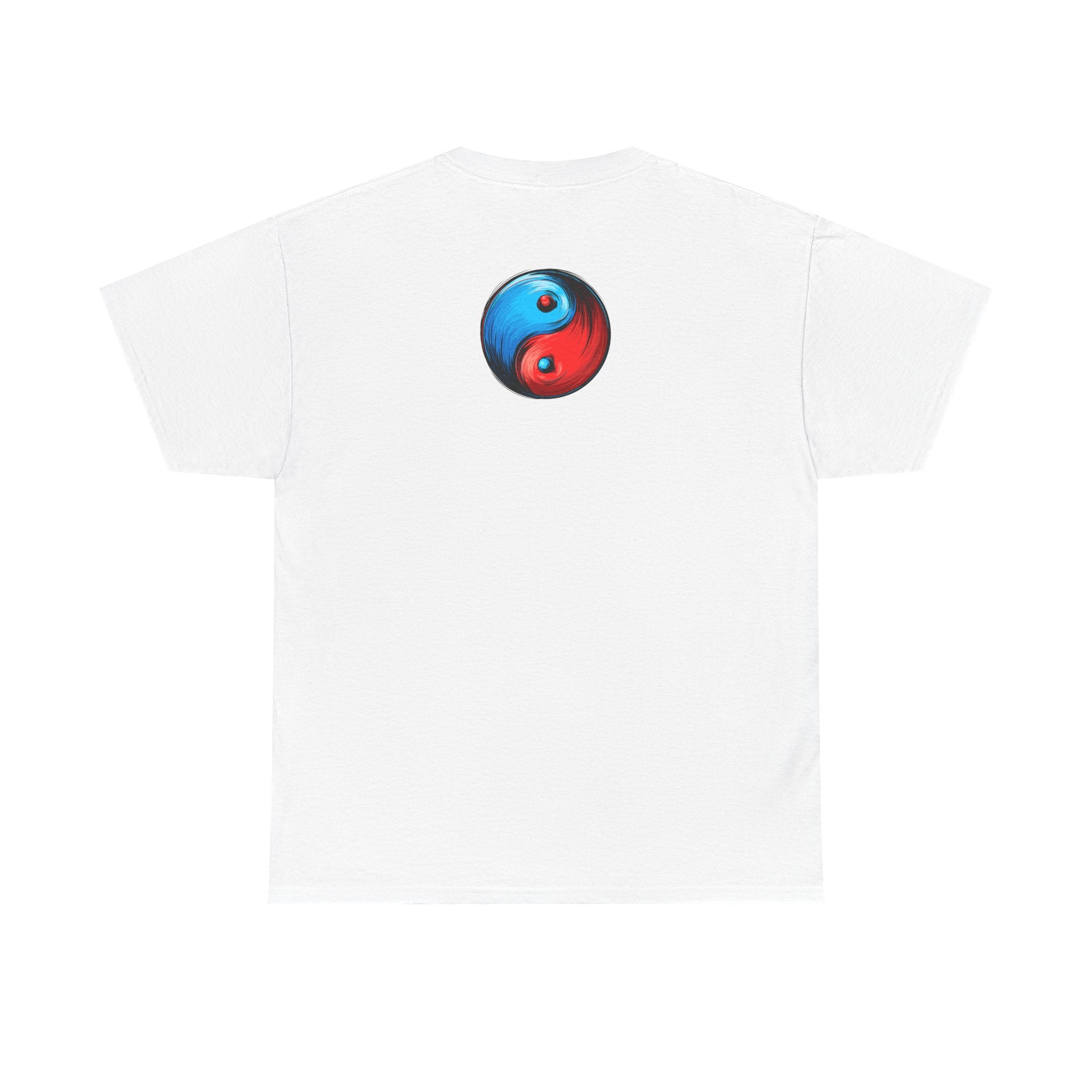 Dooky Squad manga comic tee with neon yin yang back print