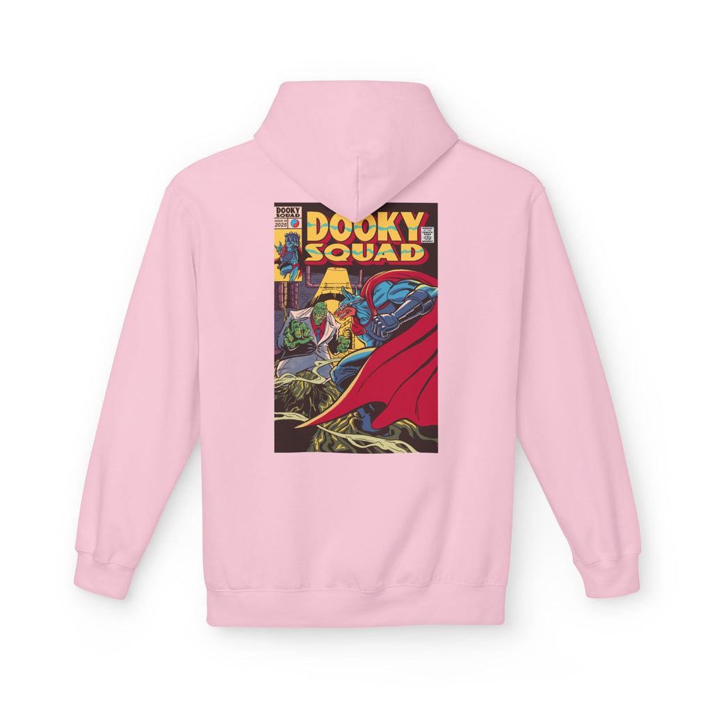 Dooky Squad comic cover hoodie with superhero graphic back print