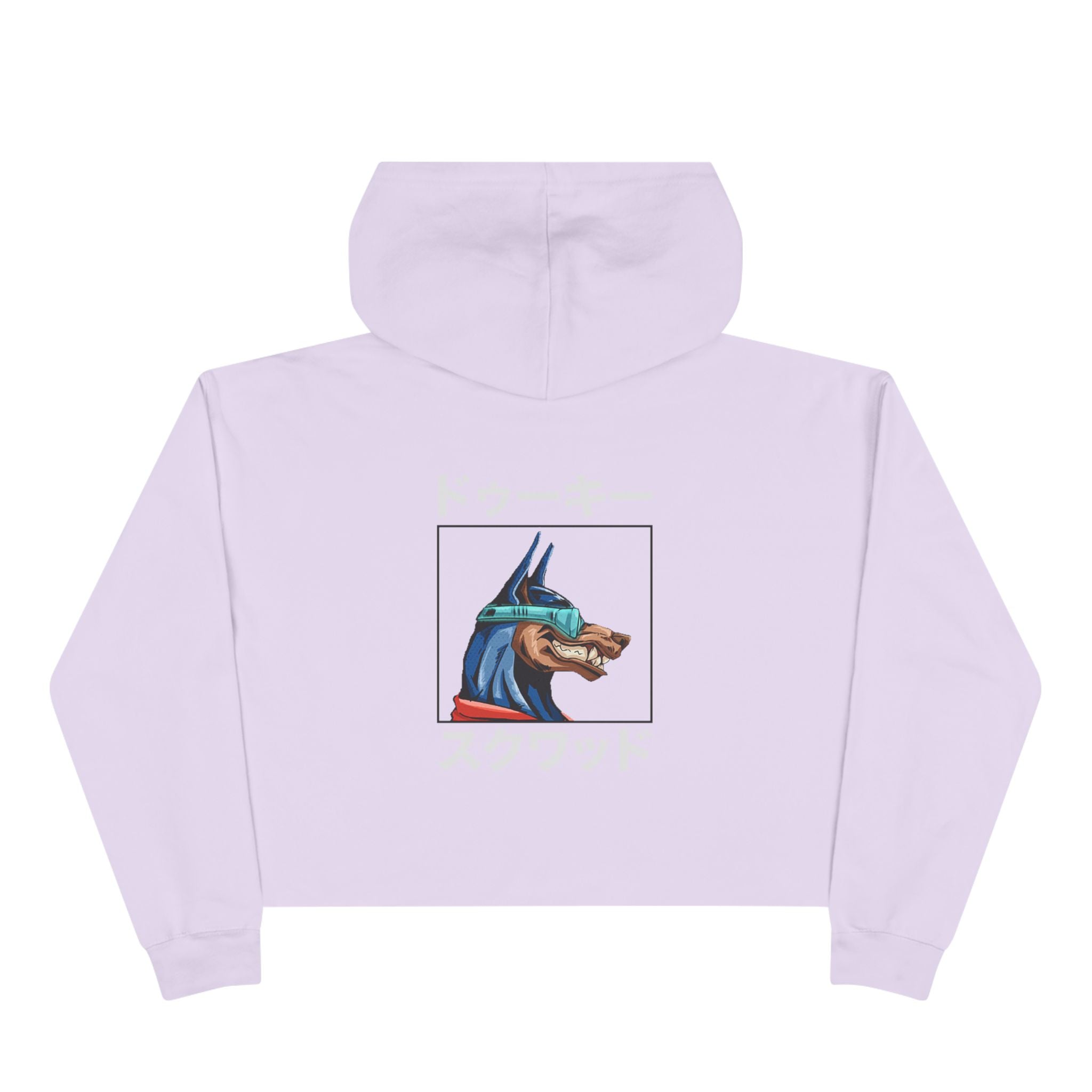 Crop Hoodie — Doberman Anime Graphic Cropped Hoodie with Japanese Text