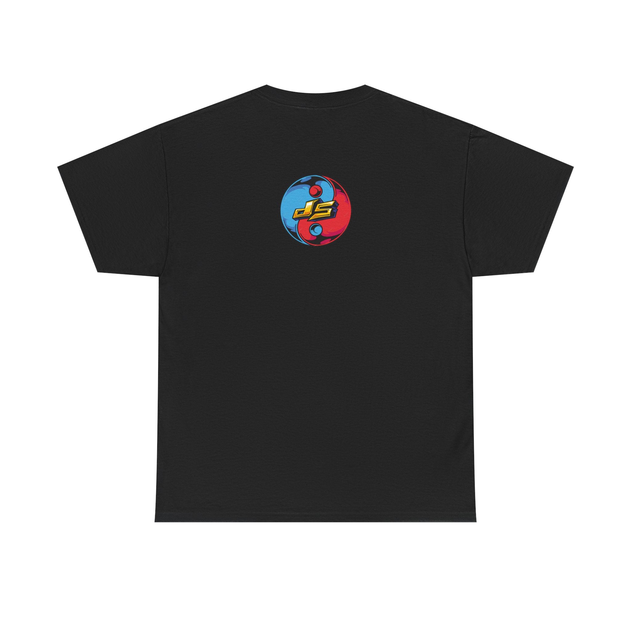 Dooky Squad graffiti characters tee, colorful street-art yin yang back