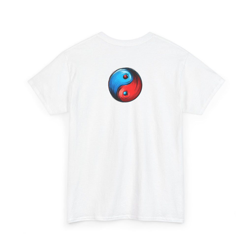Dooky Squad manga comic tee with neon yin yang back print