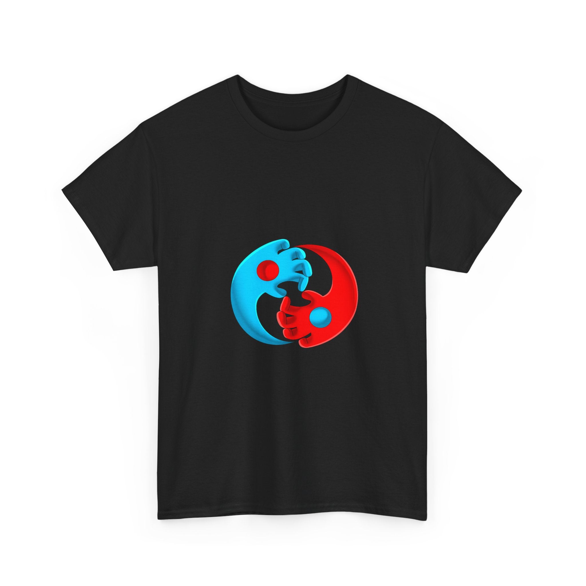 Yin-Yang Hands Tee — Red & Blue Design T-Shirt