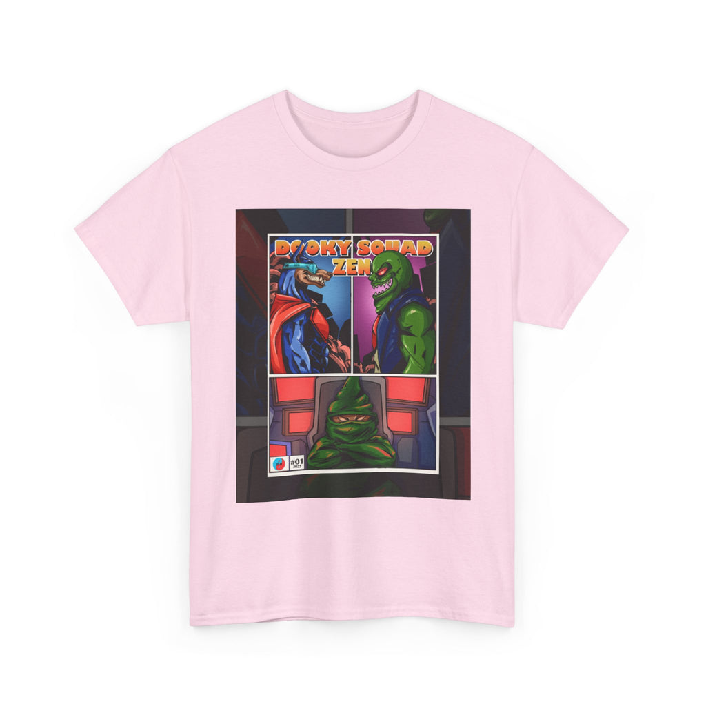 Dooky Squad manga comic tee with neon yin yang back print