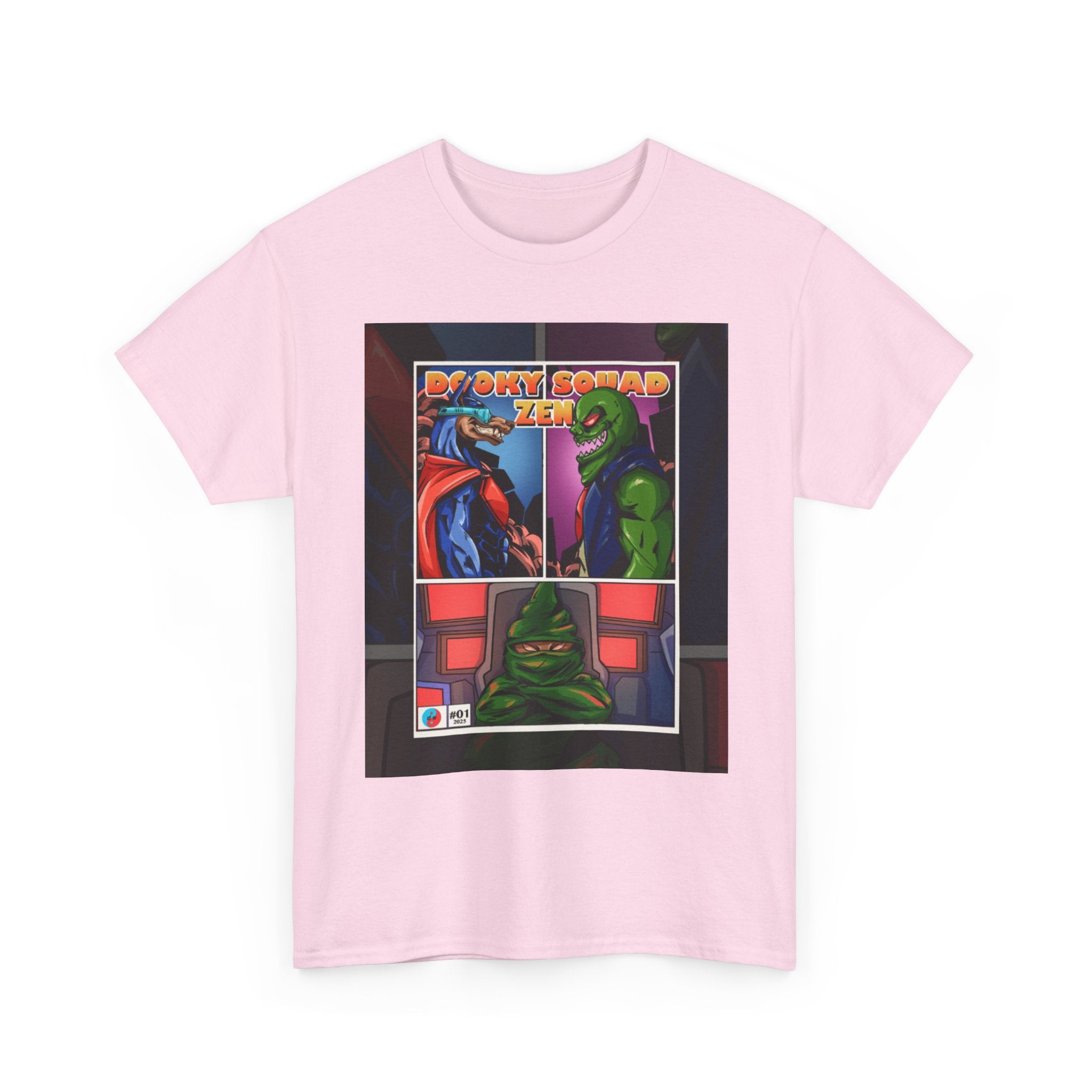 Dooky Squad manga comic tee with neon yin yang back print