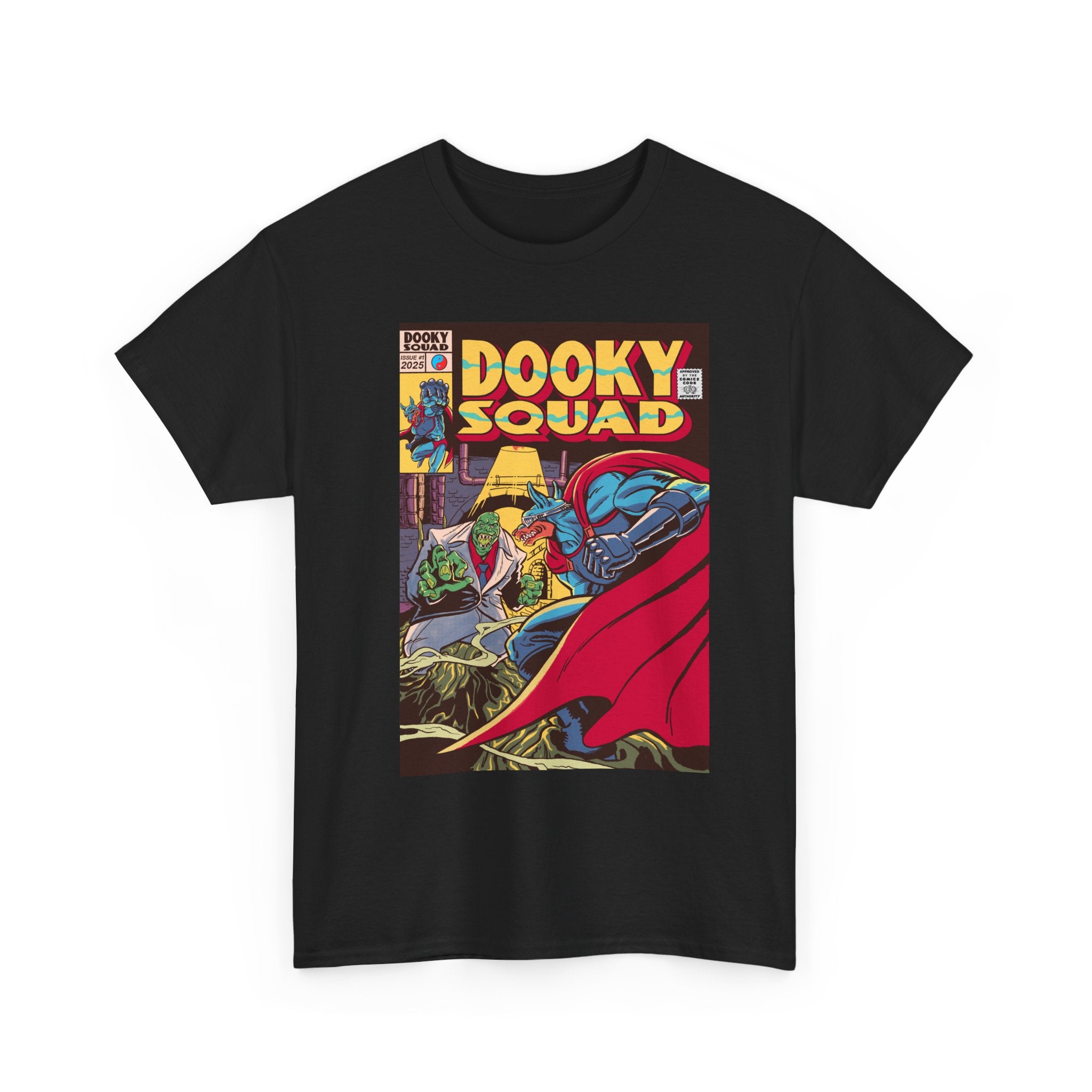 Dooky Squad Issue #1 retro comic cover tee, superhero graphic
