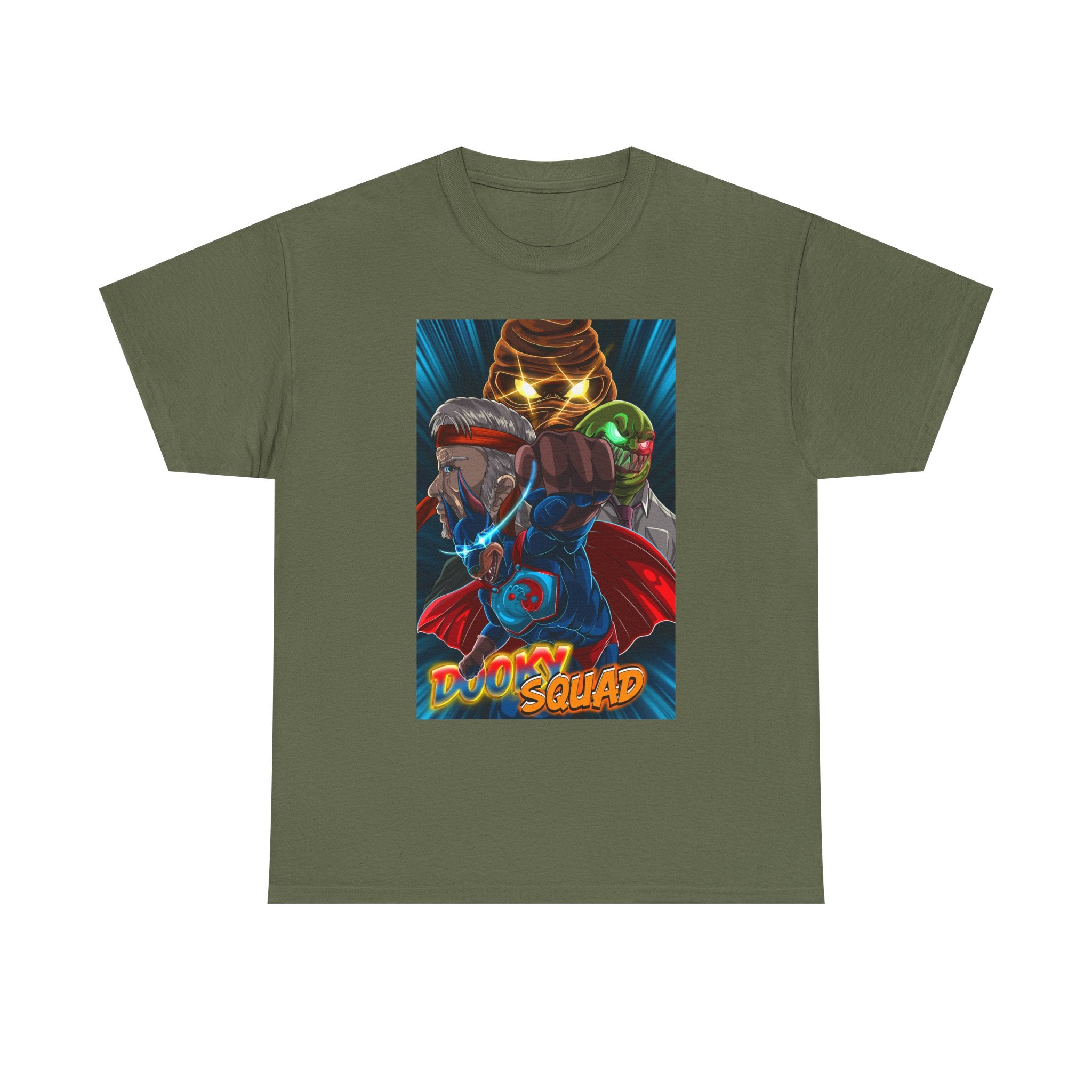 Gloom Squad retro sci-fi graphic tee, vintage comic superhero poster style