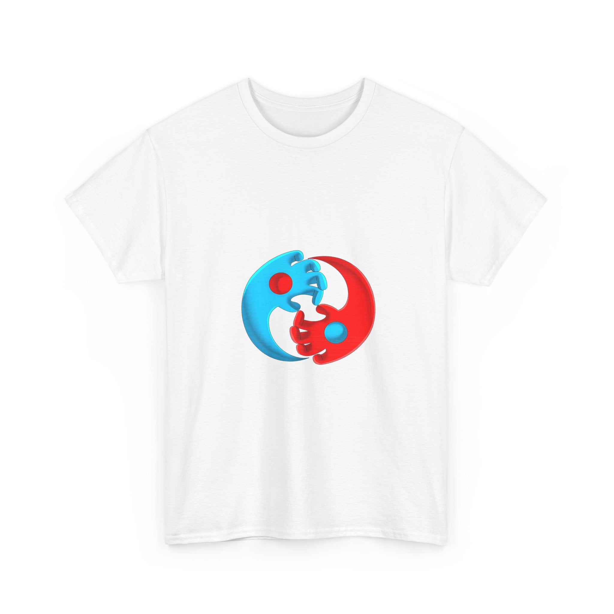 Yin-Yang Hands Tee — Red & Blue Design T-Shirt