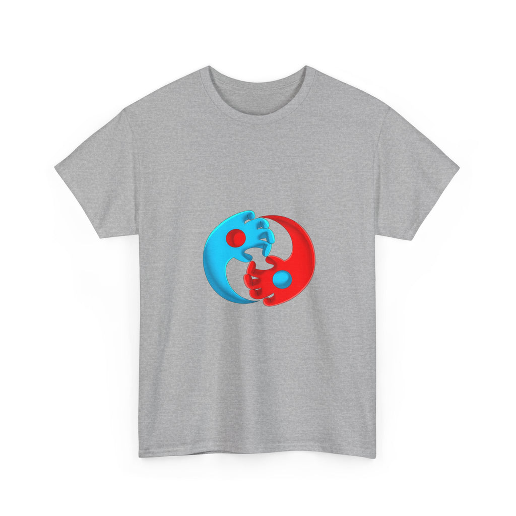 Yin-Yang Hands Tee — Red & Blue Design T-Shirt