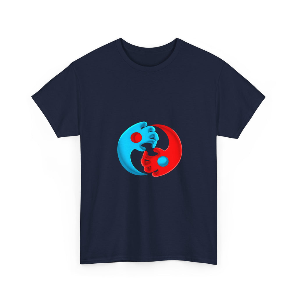 Yin-Yang Hands Tee — Red & Blue Design T-Shirt