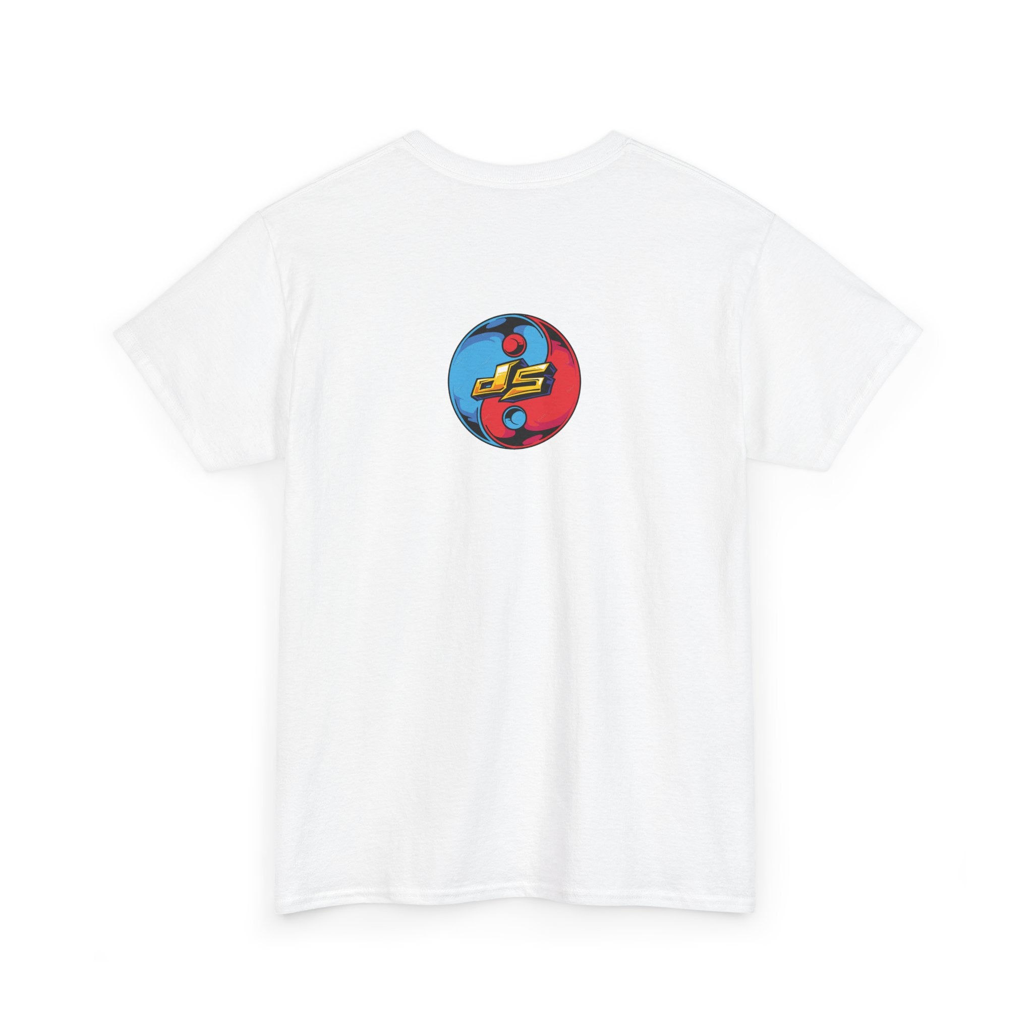 Dooky Squad graffiti characters tee, colorful street-art yin yang back