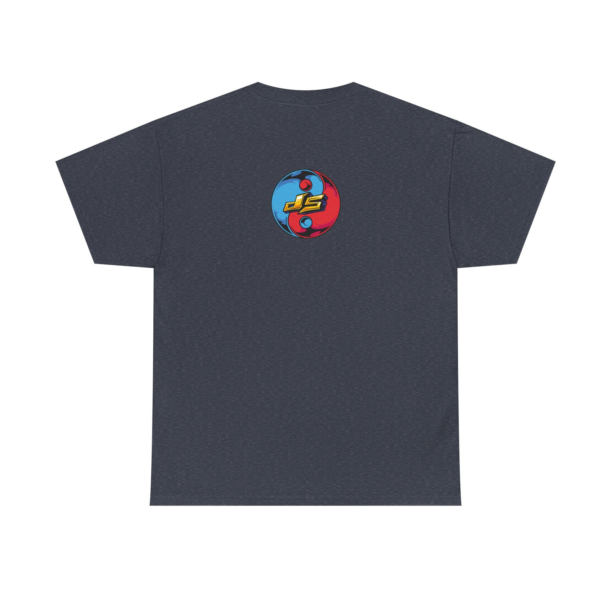 Dooky Squad graffiti characters tee, colorful street-art yin yang back
