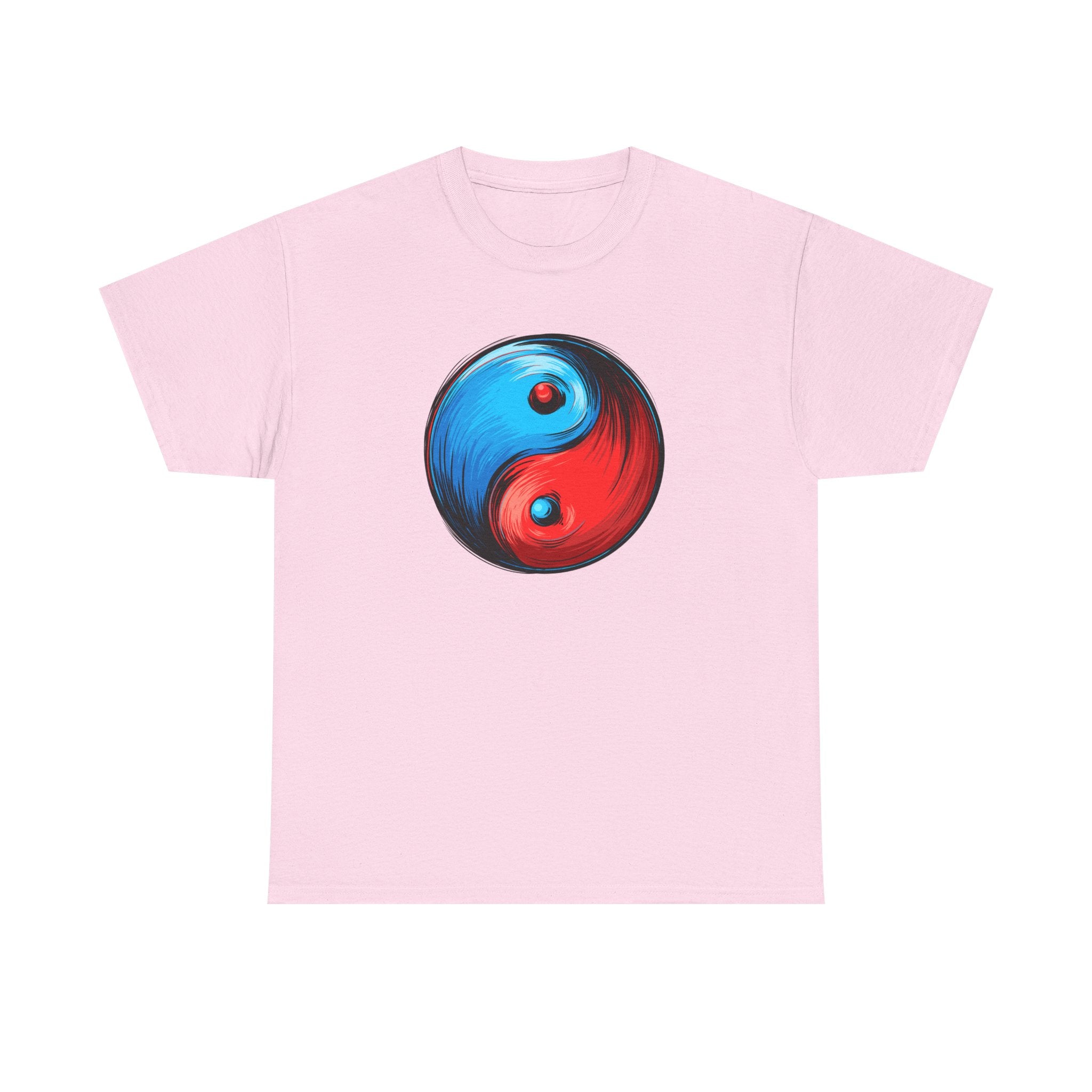 Yin Yang Brushstroke T-Shirt — Red & Blue Balance Graphic Tee
