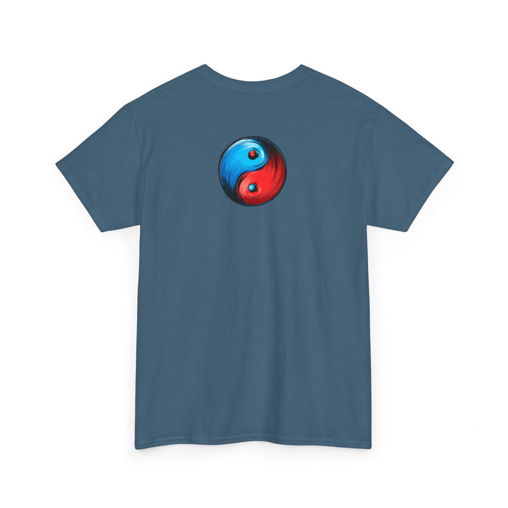 Dooky Squad manga comic tee with neon yin yang back print