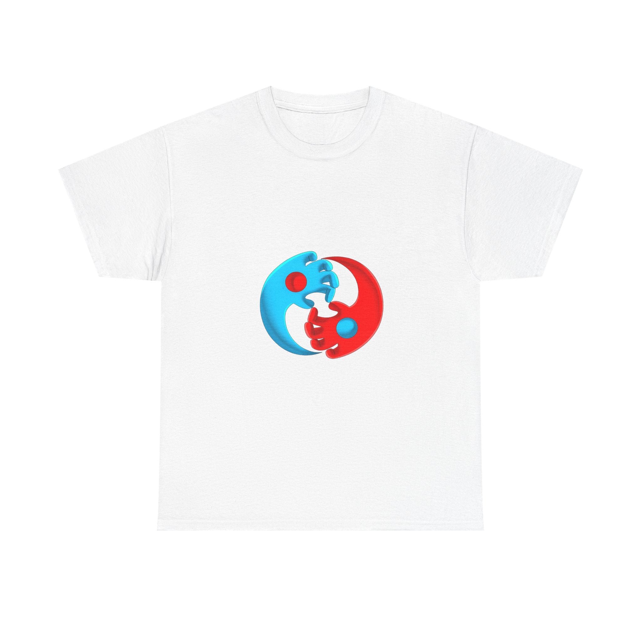 Yin-Yang Hands Tee — Red & Blue Design T-Shirt