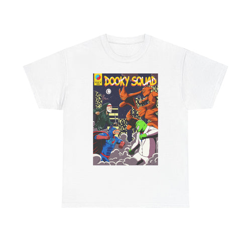 Dooky Squad Issue #2 comic cover tee, cartoon monster battle graphic