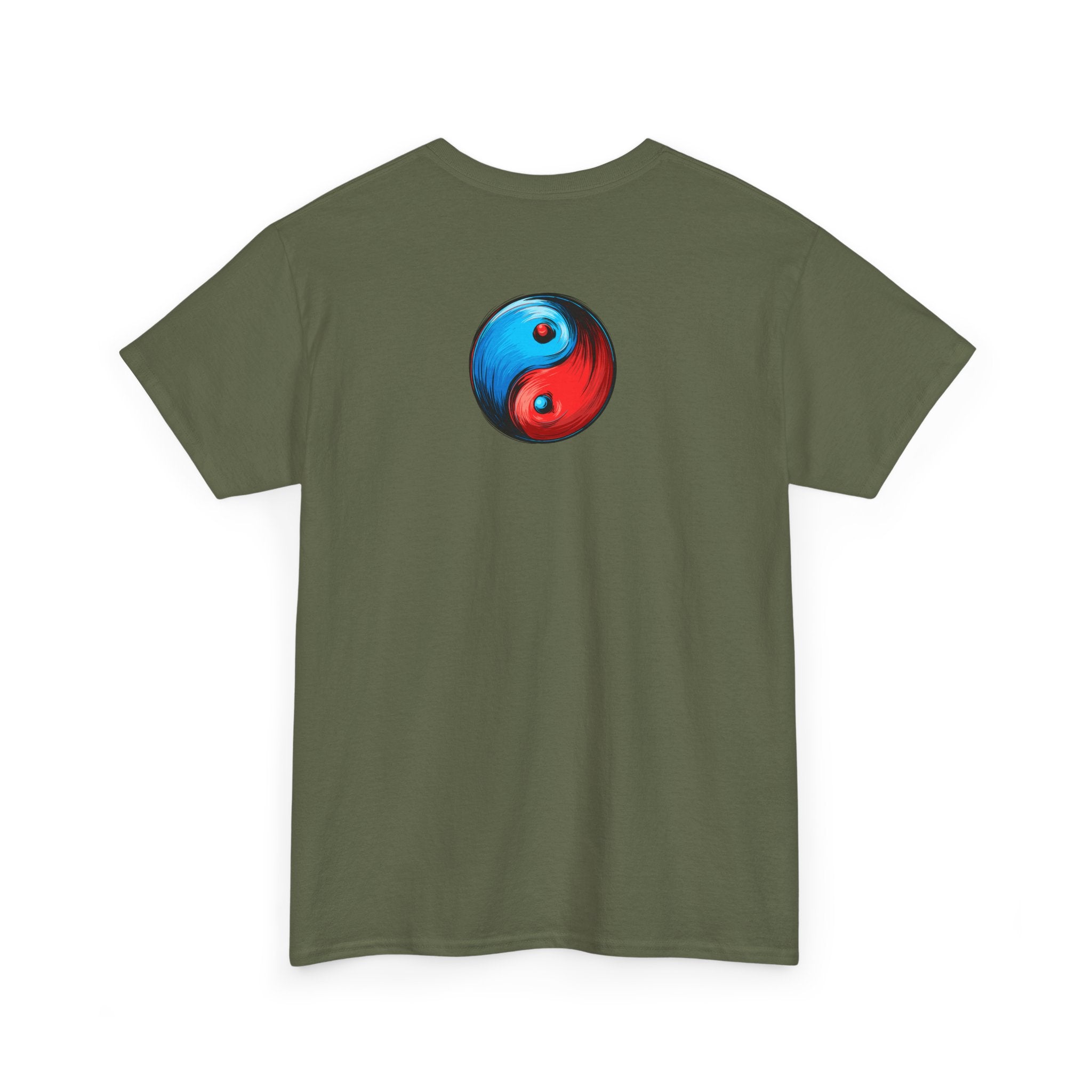 Dooky Squad manga comic tee with neon yin yang back print