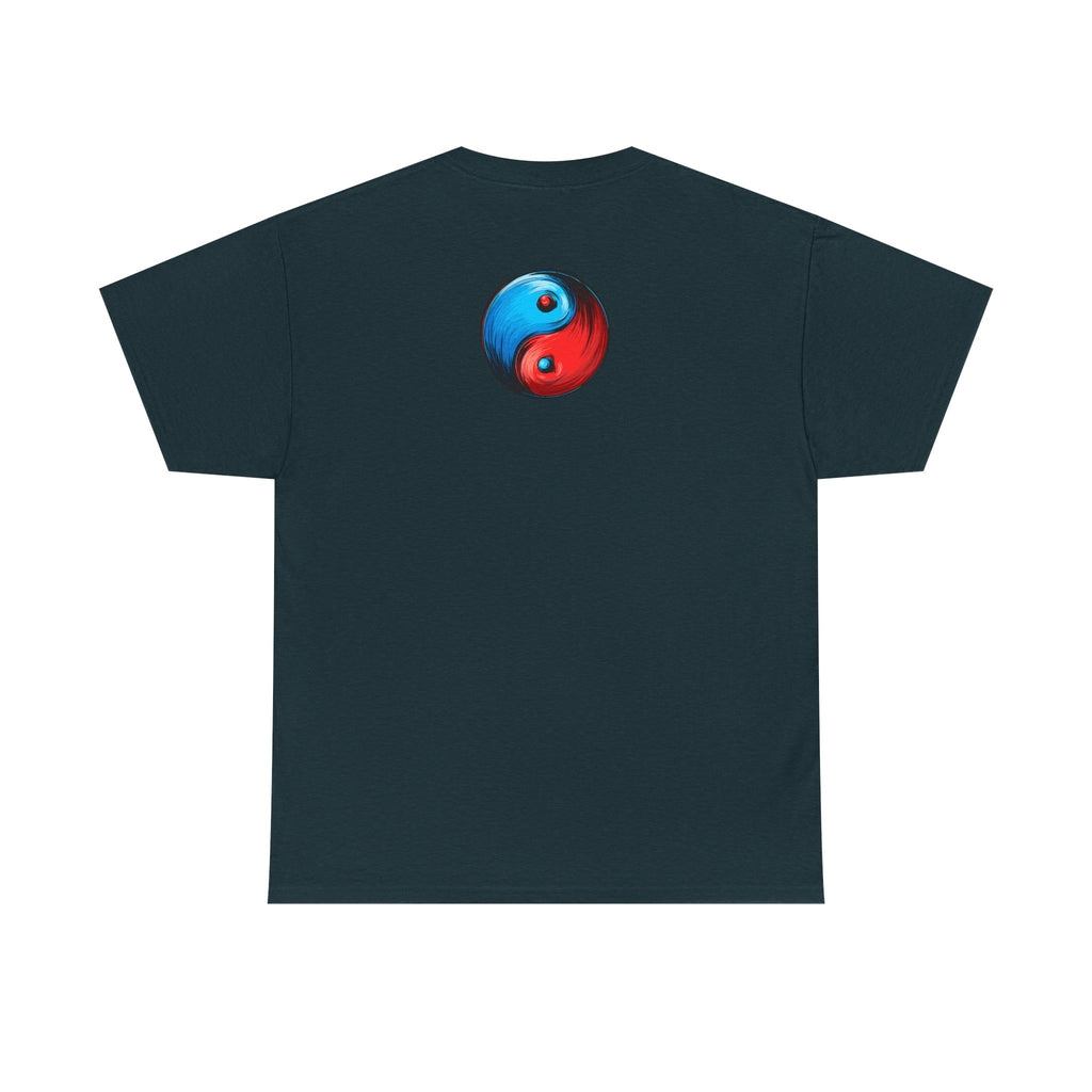 Dooky Squad manga comic tee with neon yin yang back print