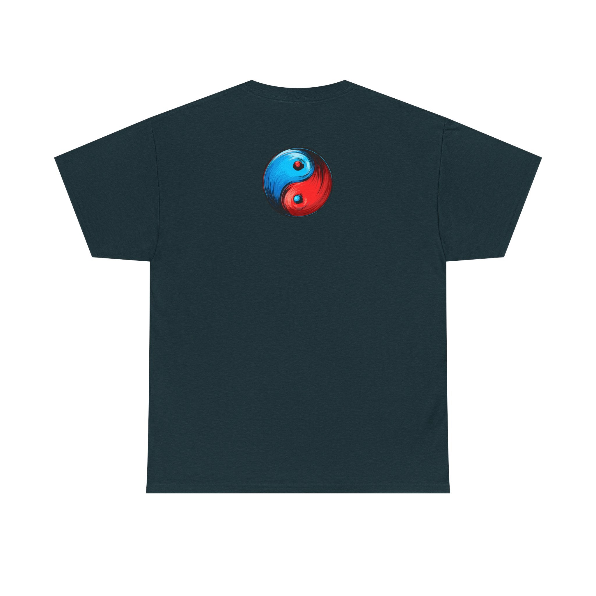 Dooky Squad manga comic tee with neon yin yang back print