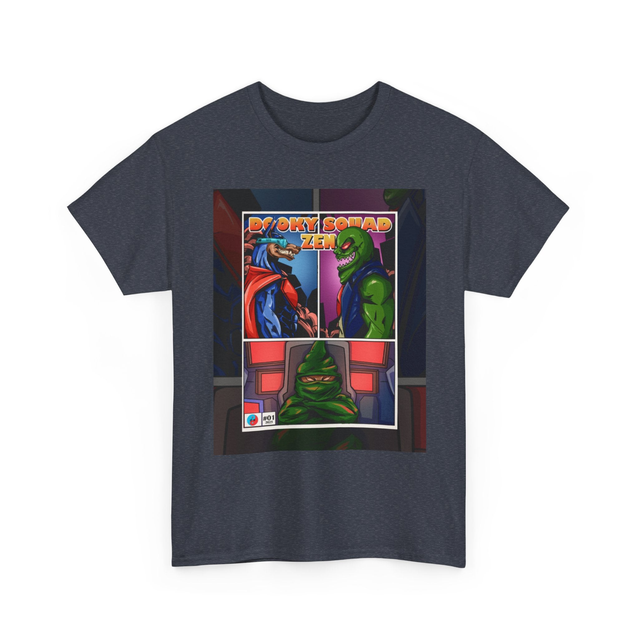 Dooky Squad manga comic tee with neon yin yang back print