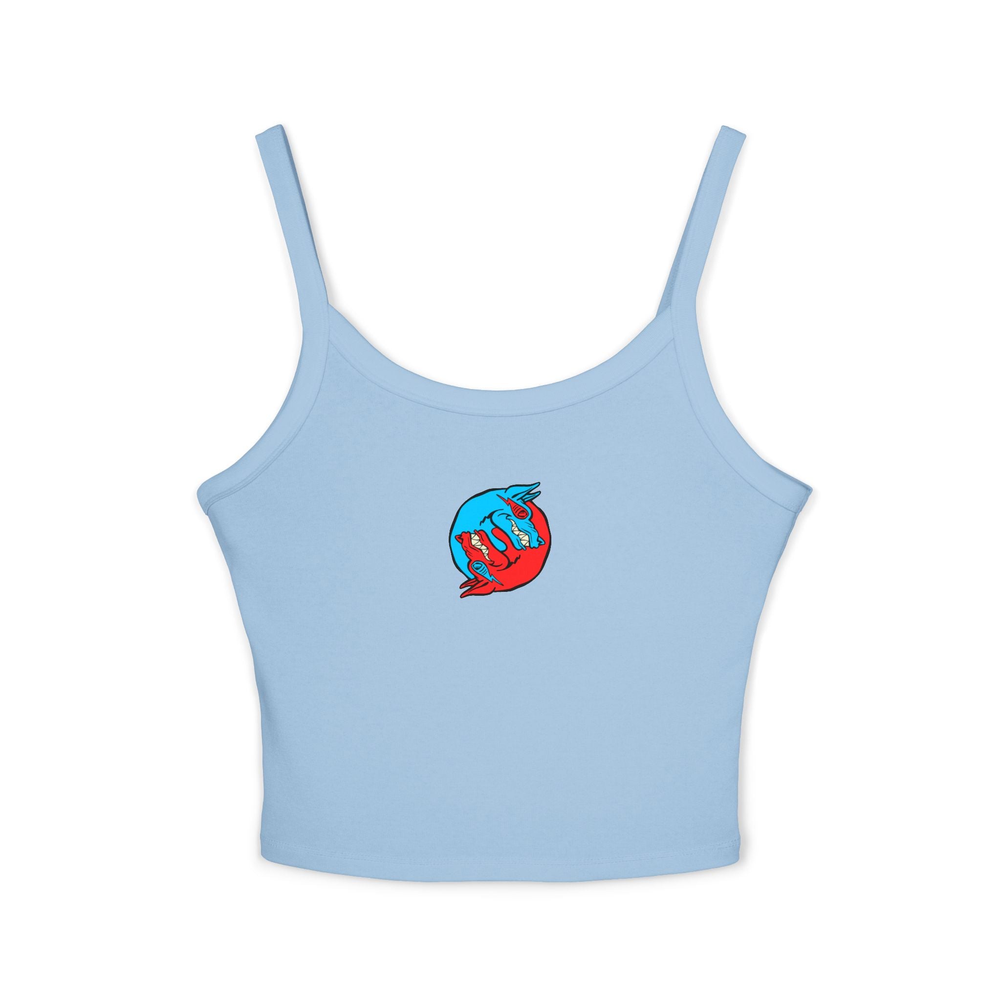 Women's Spaghetti Strap Tank Top — Red & Blue Yin Yang Fox Graphic Tank