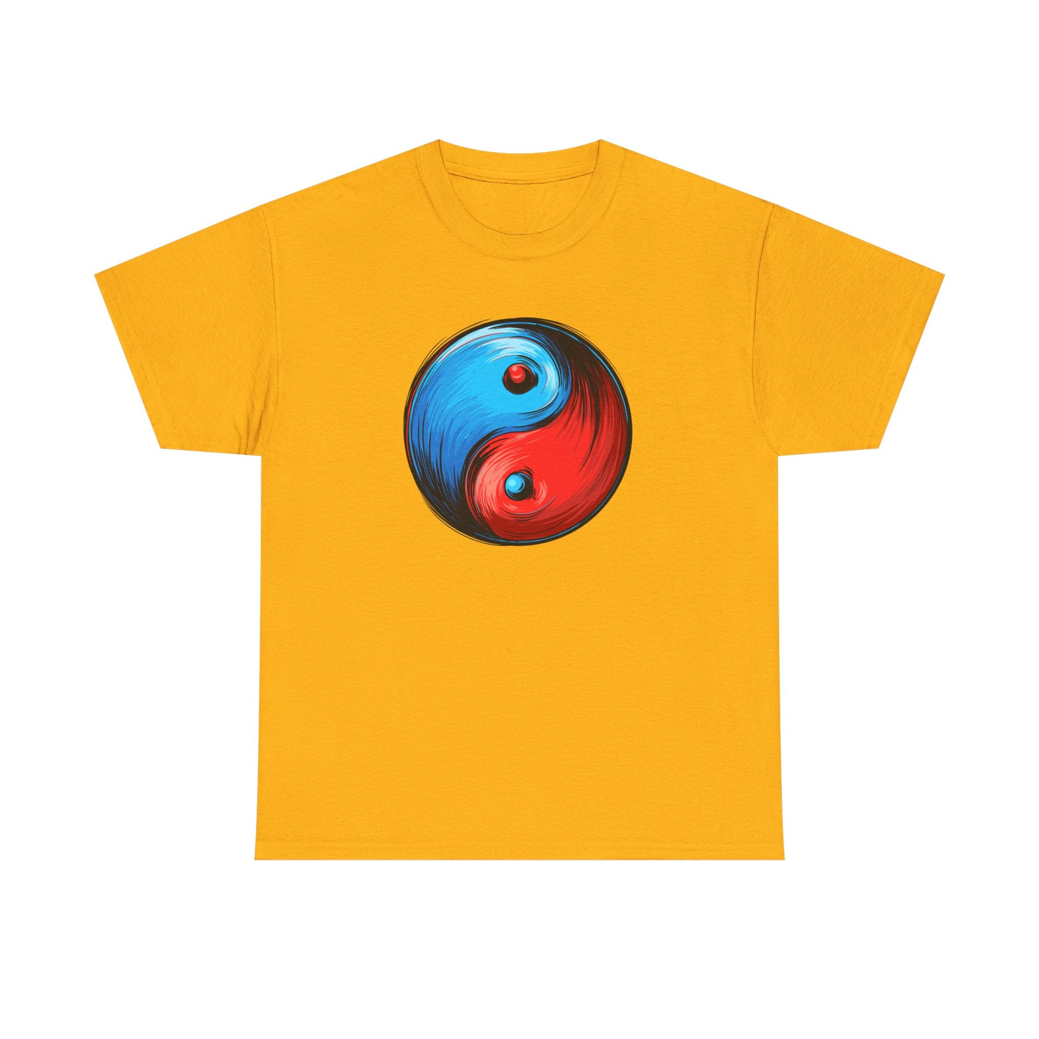 Yin Yang Brushstroke T-Shirt — Red & Blue Balance Graphic Tee