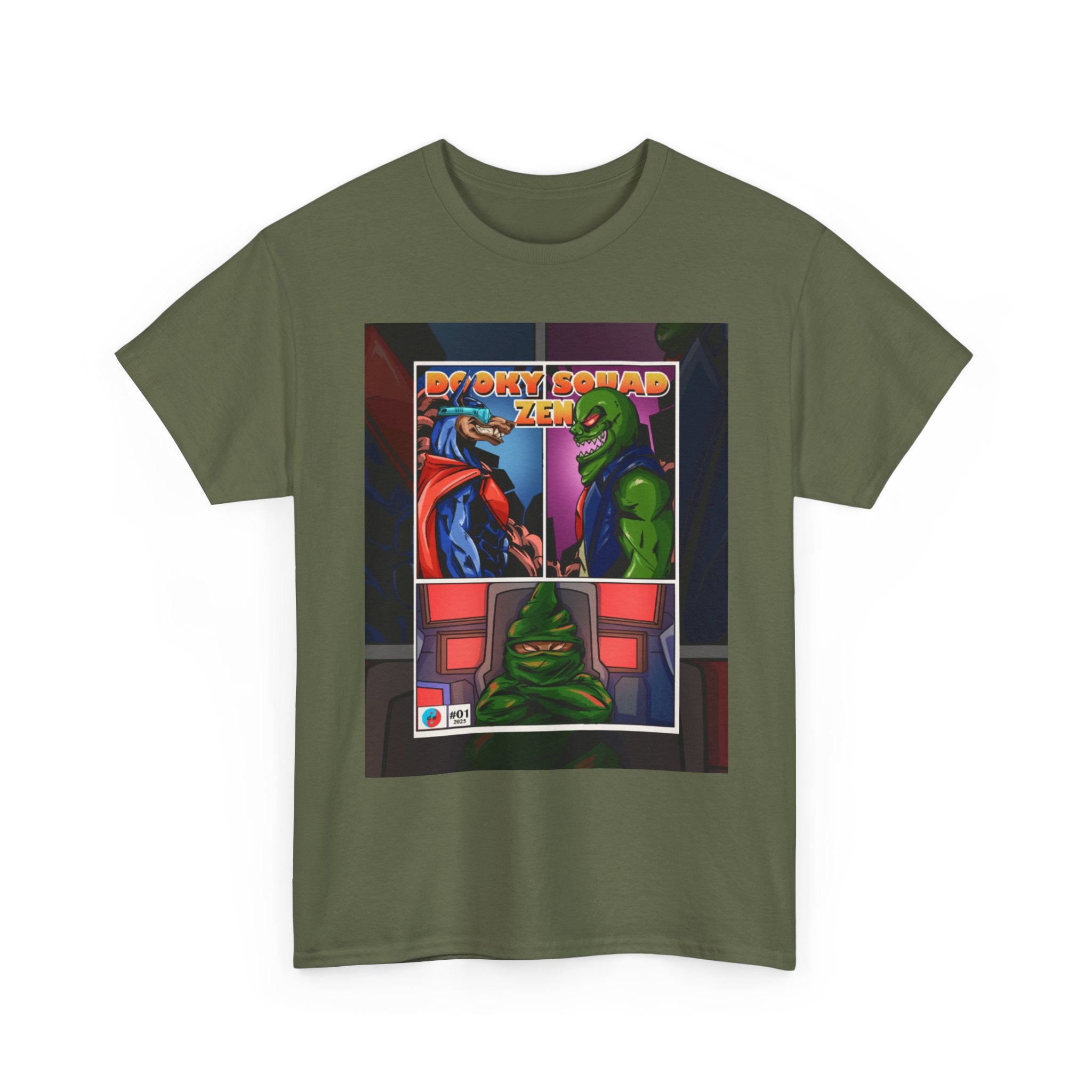 Dooky Squad manga comic tee with neon yin yang back print
