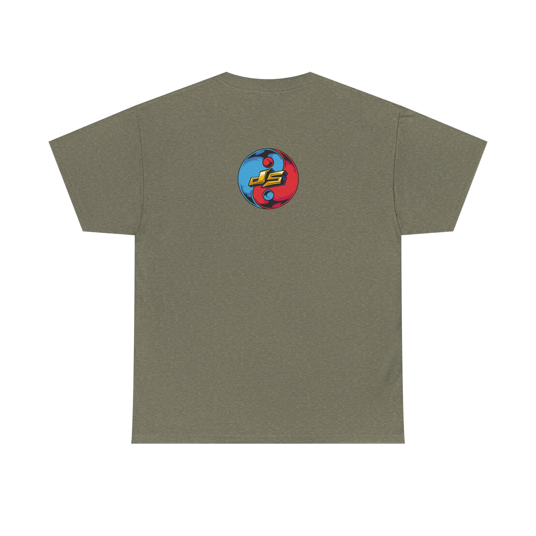 Dooky Squad graffiti characters tee, colorful street-art yin yang back