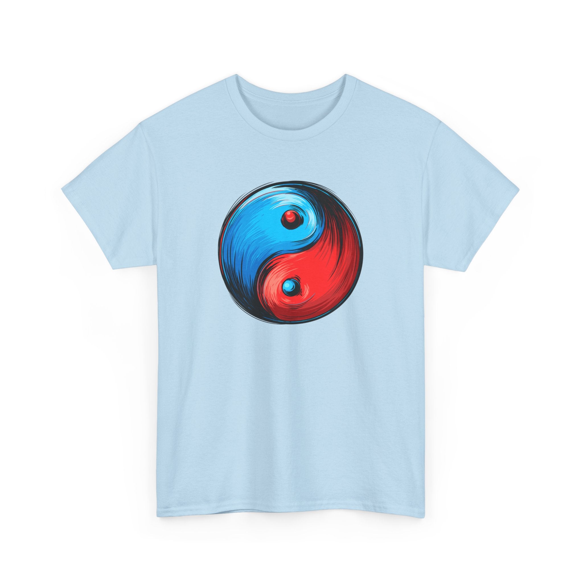 Yin Yang Brushstroke T-Shirt — Red & Blue Balance Graphic Tee