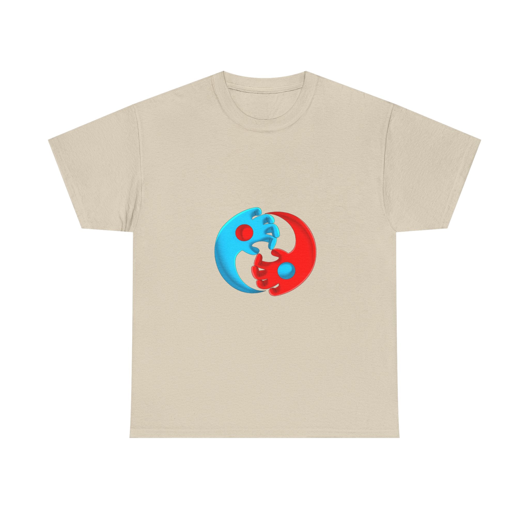 Yin-Yang Hands Tee — Red & Blue Design T-Shirt