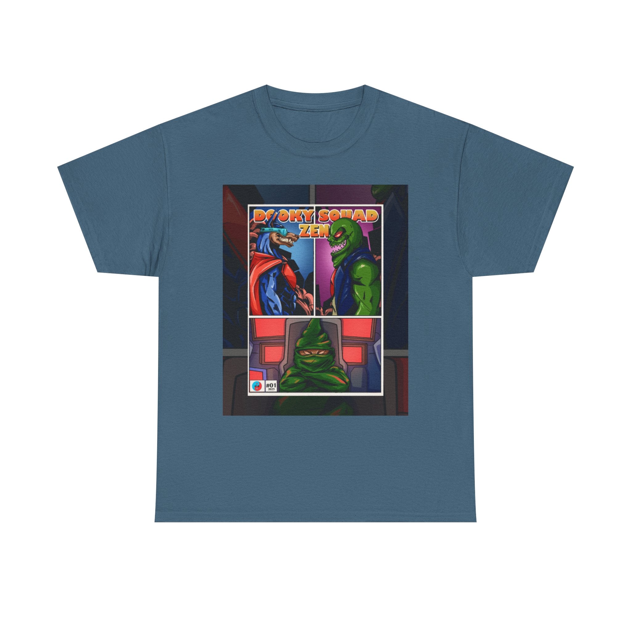 Dooky Squad manga comic tee with neon yin yang back print